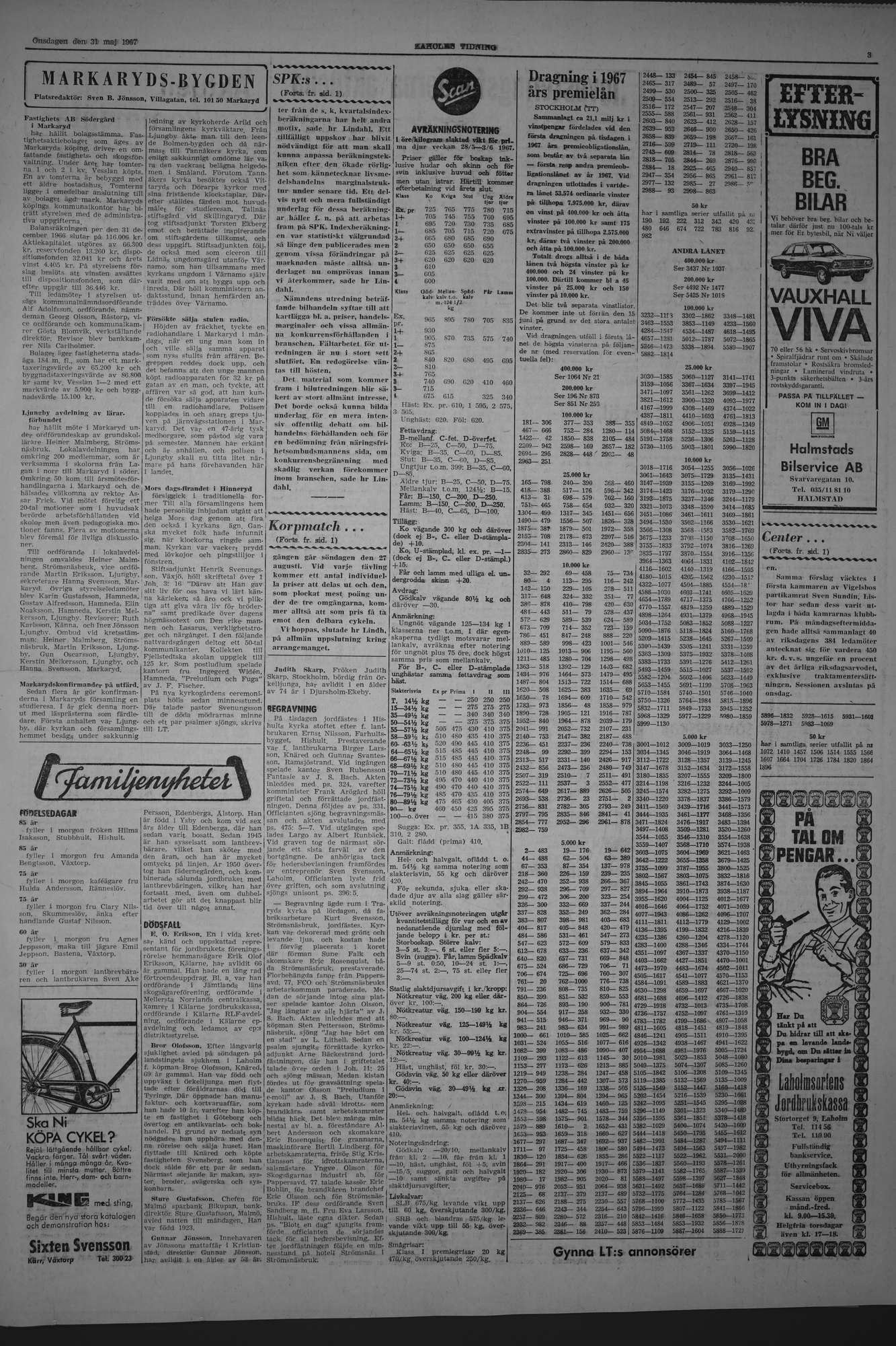 Laholms Tidning Onsdag 31 maj 1967, sida 3