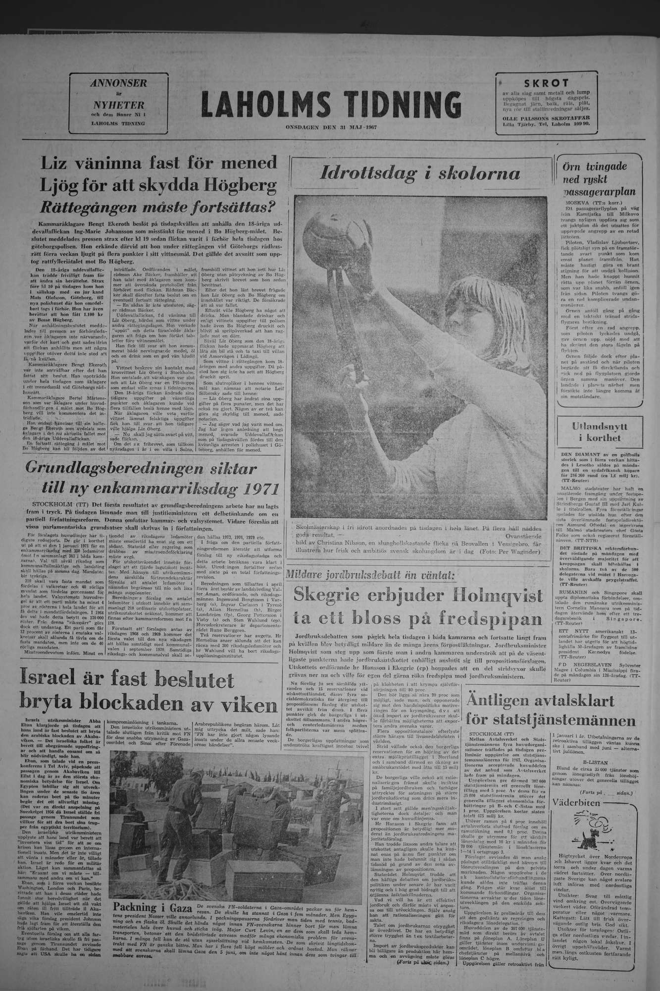Laholms Tidning Onsdag 31 maj 1967, sida 8