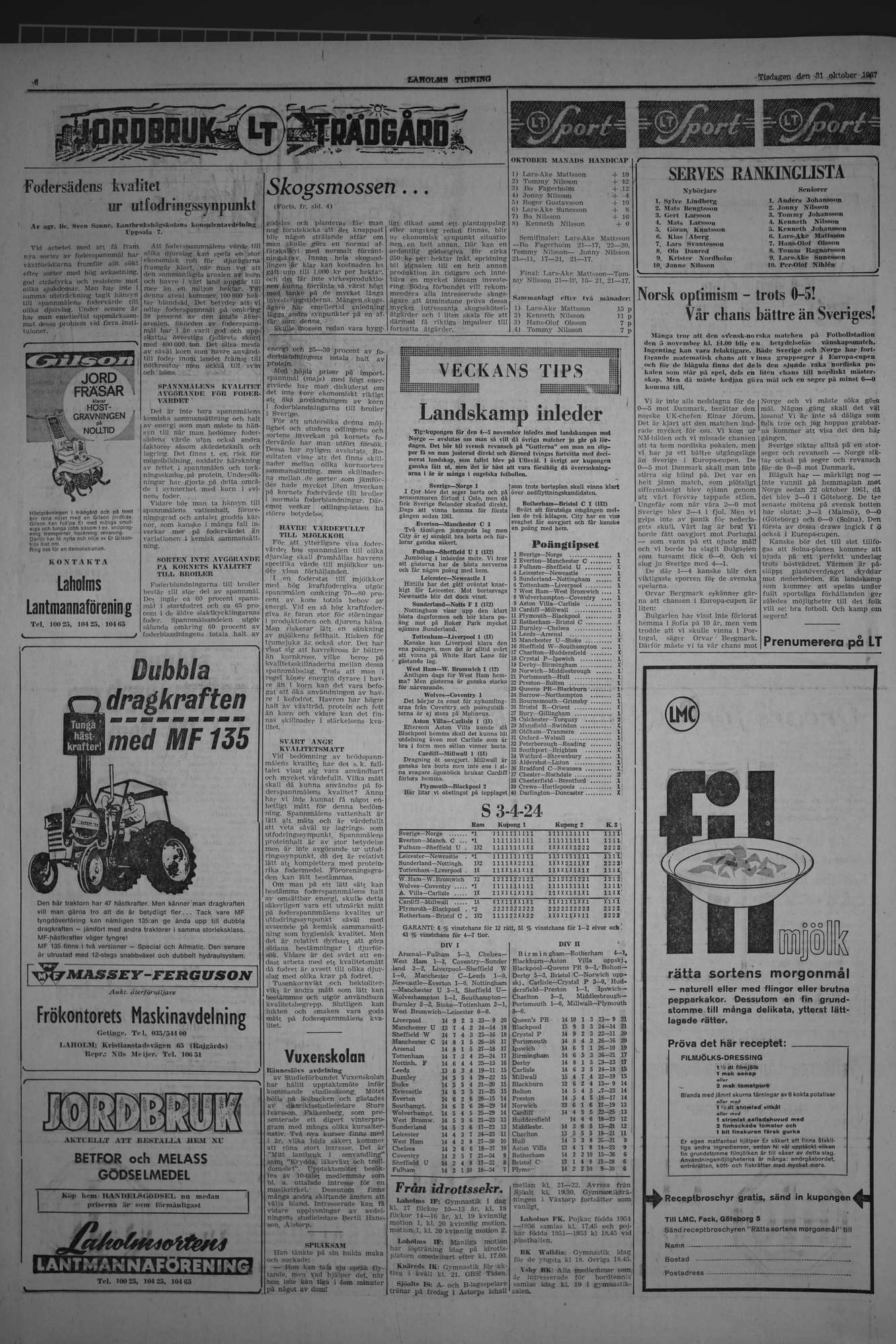 Laholms Tidning Tisdag 31 oktober 1967, sida 6