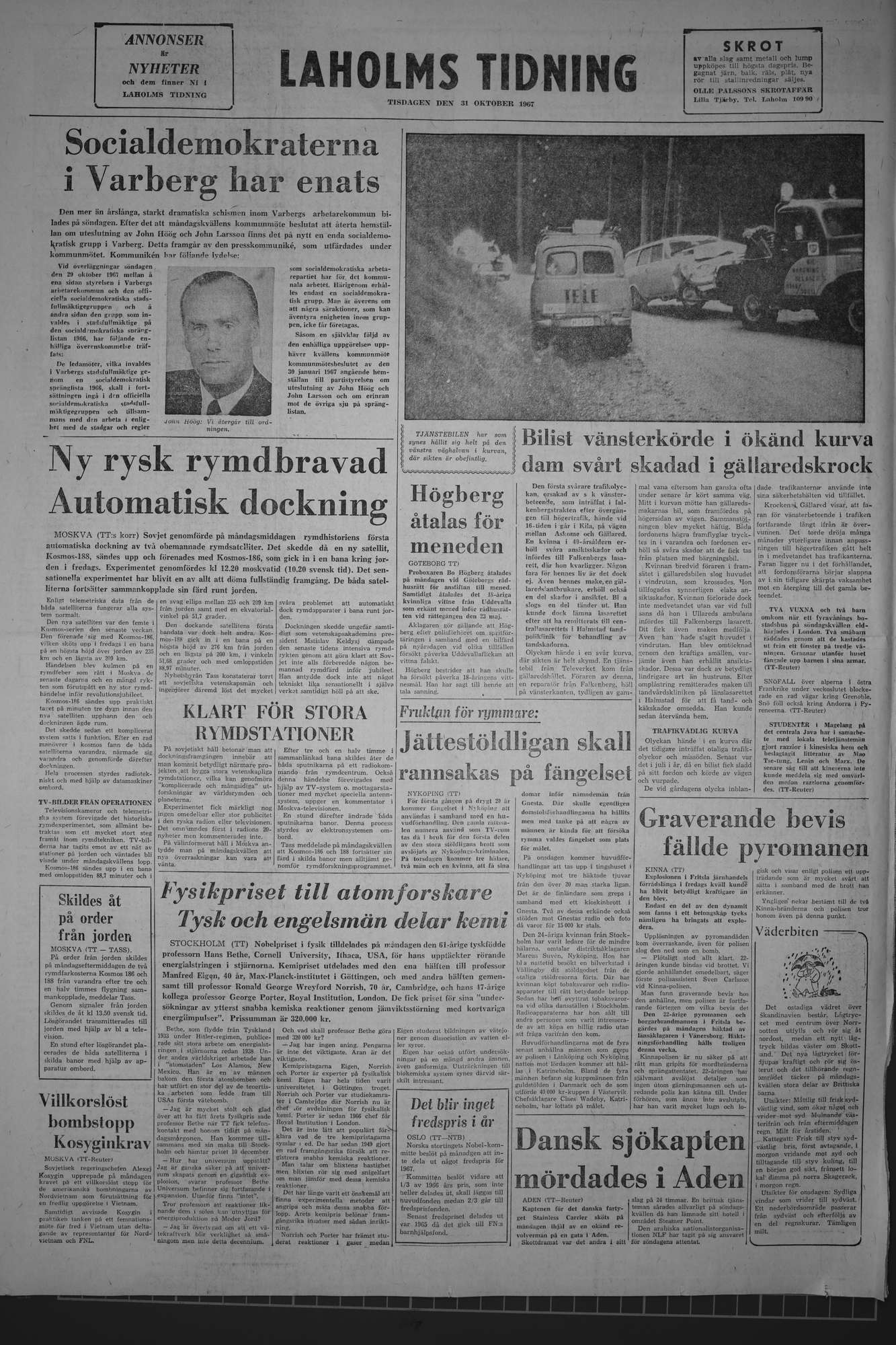 Laholms Tidning Tisdag 31 oktober 1967, sida 8