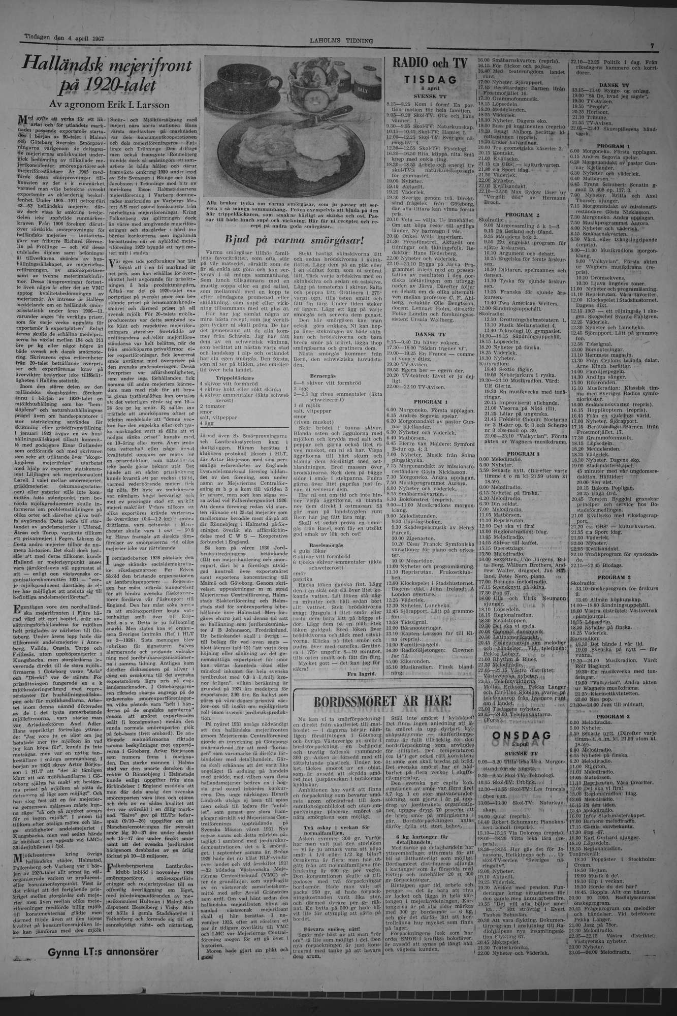 Laholms Tidning Tisdag 4 april 1967, sida 7