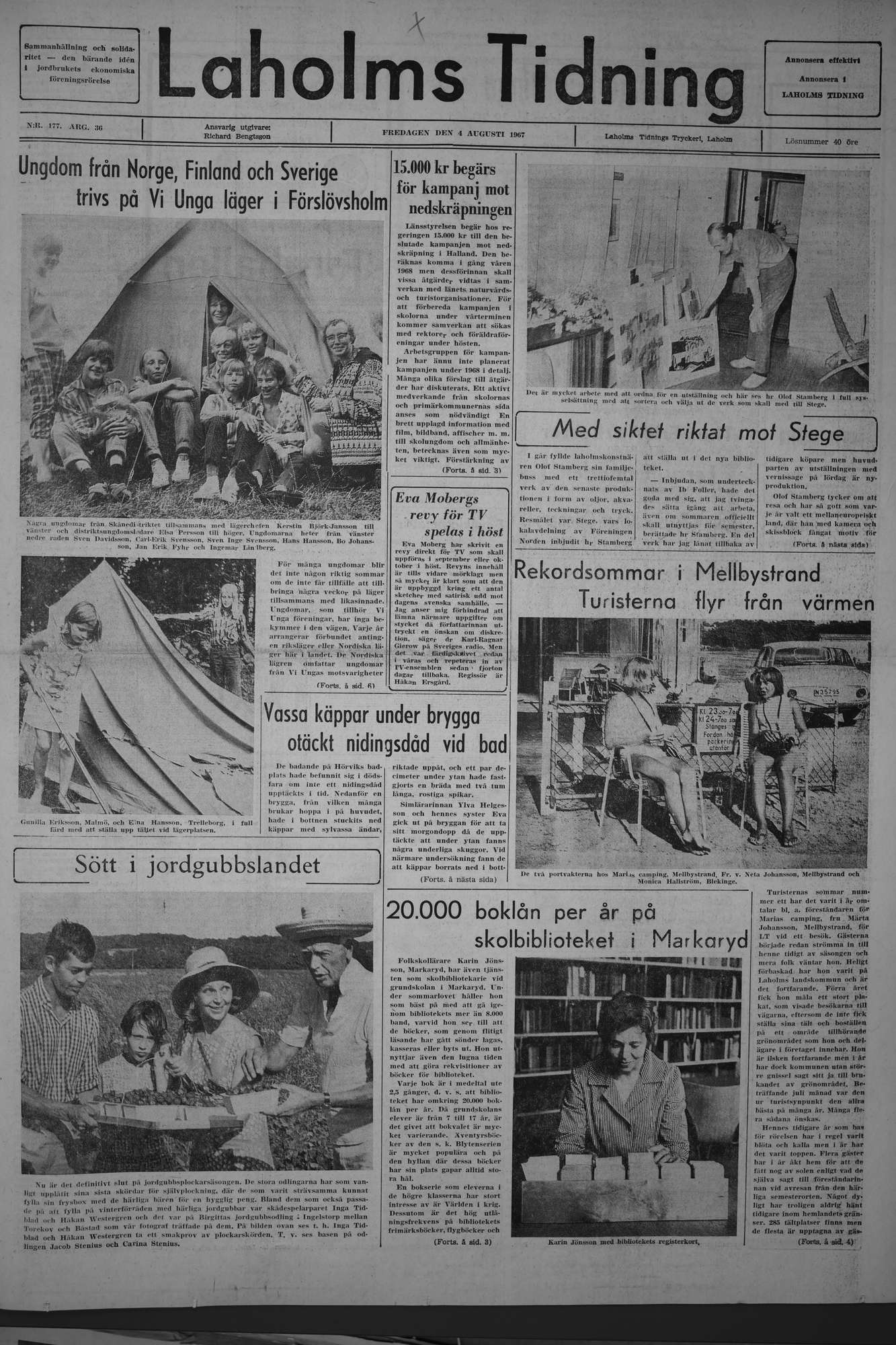 Laholms Tidning Fredag 4 augusti 1967, sida 1