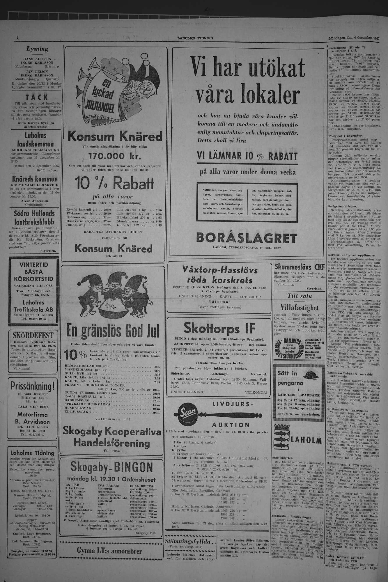 Laholms Tidning Måndag 4 december 1967, sida 2