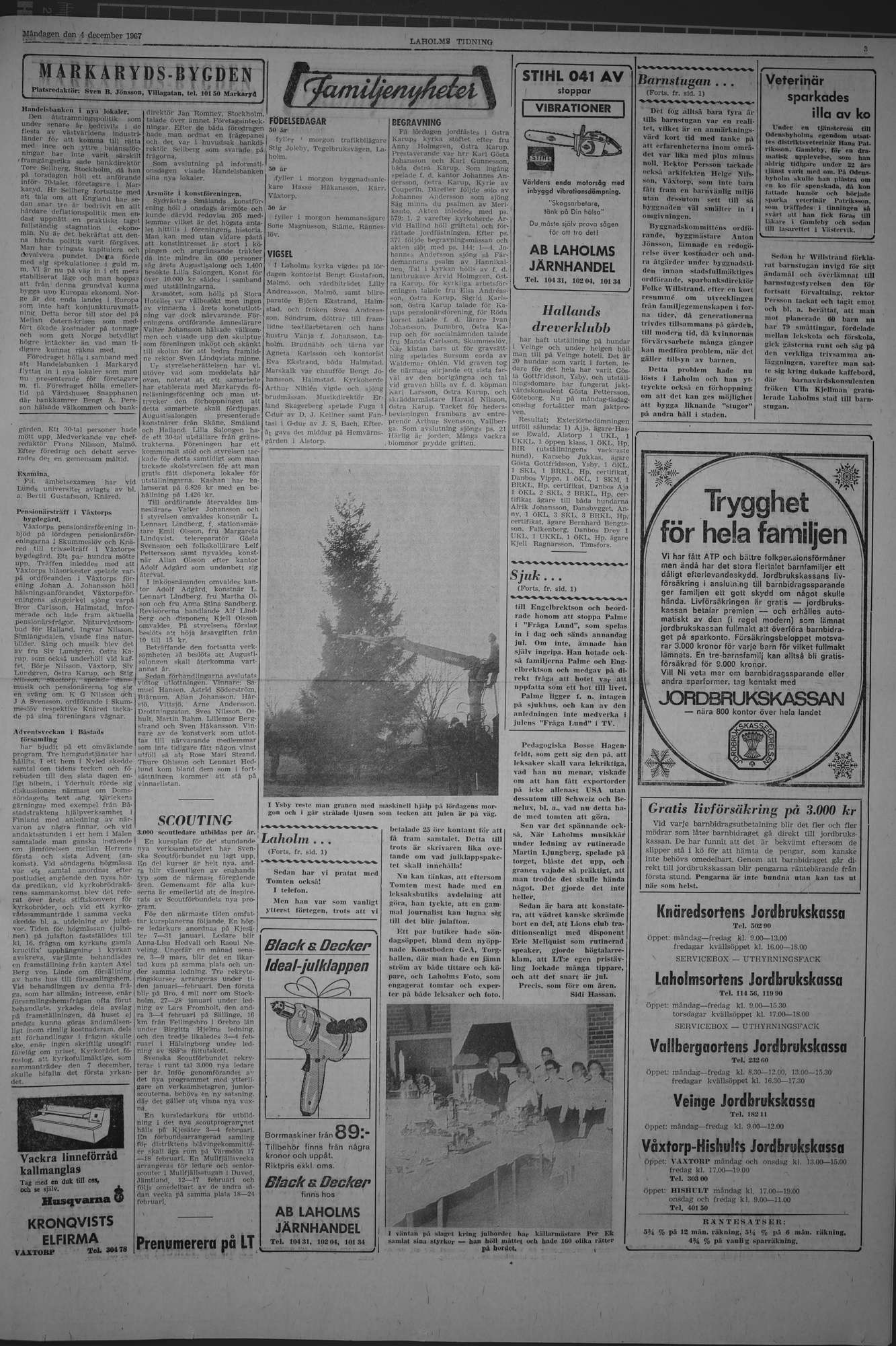 Laholms Tidning Måndag 4 december 1967, sida 3