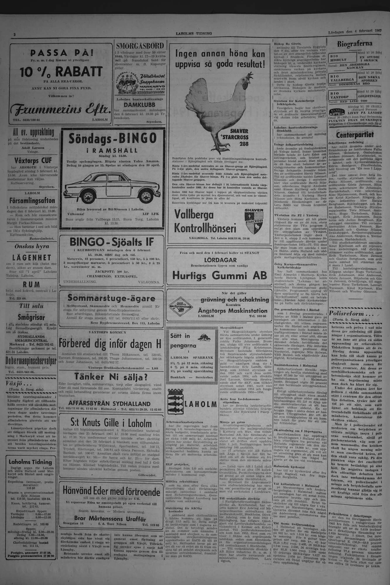 Laholms Tidning Lördag 4 februari 1967, sida 2