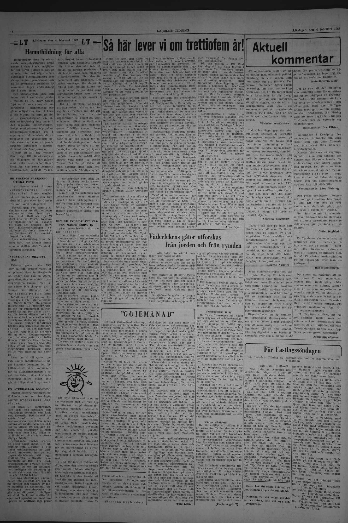 Laholms Tidning Lördag 4 februari 1967, sida 4
