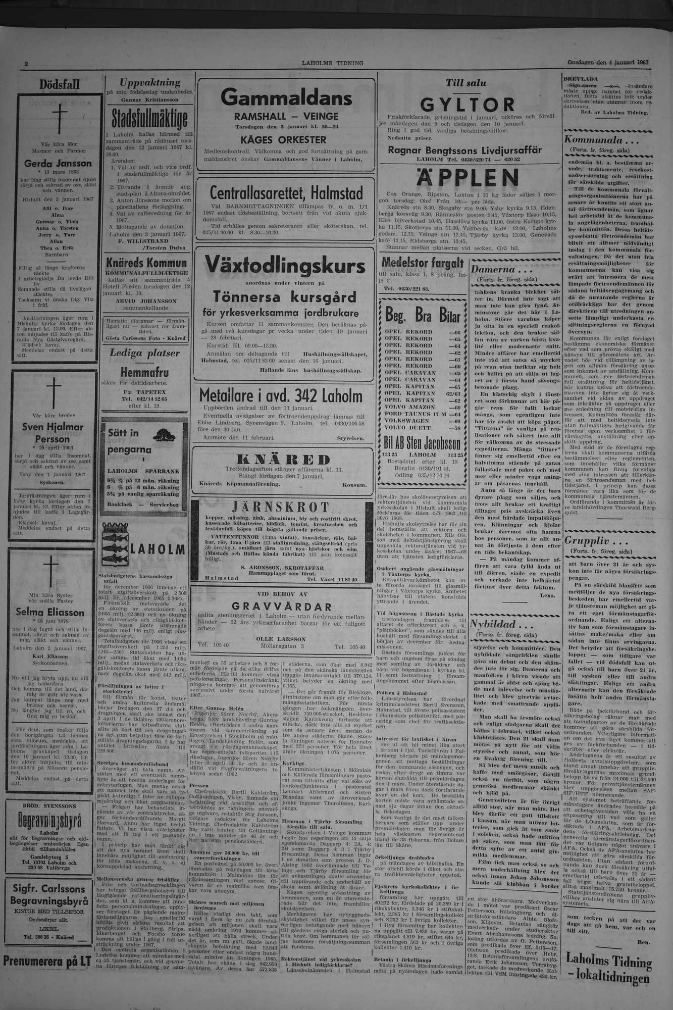 Laholms Tidning Onsdag 4 januari 1967, sida 2