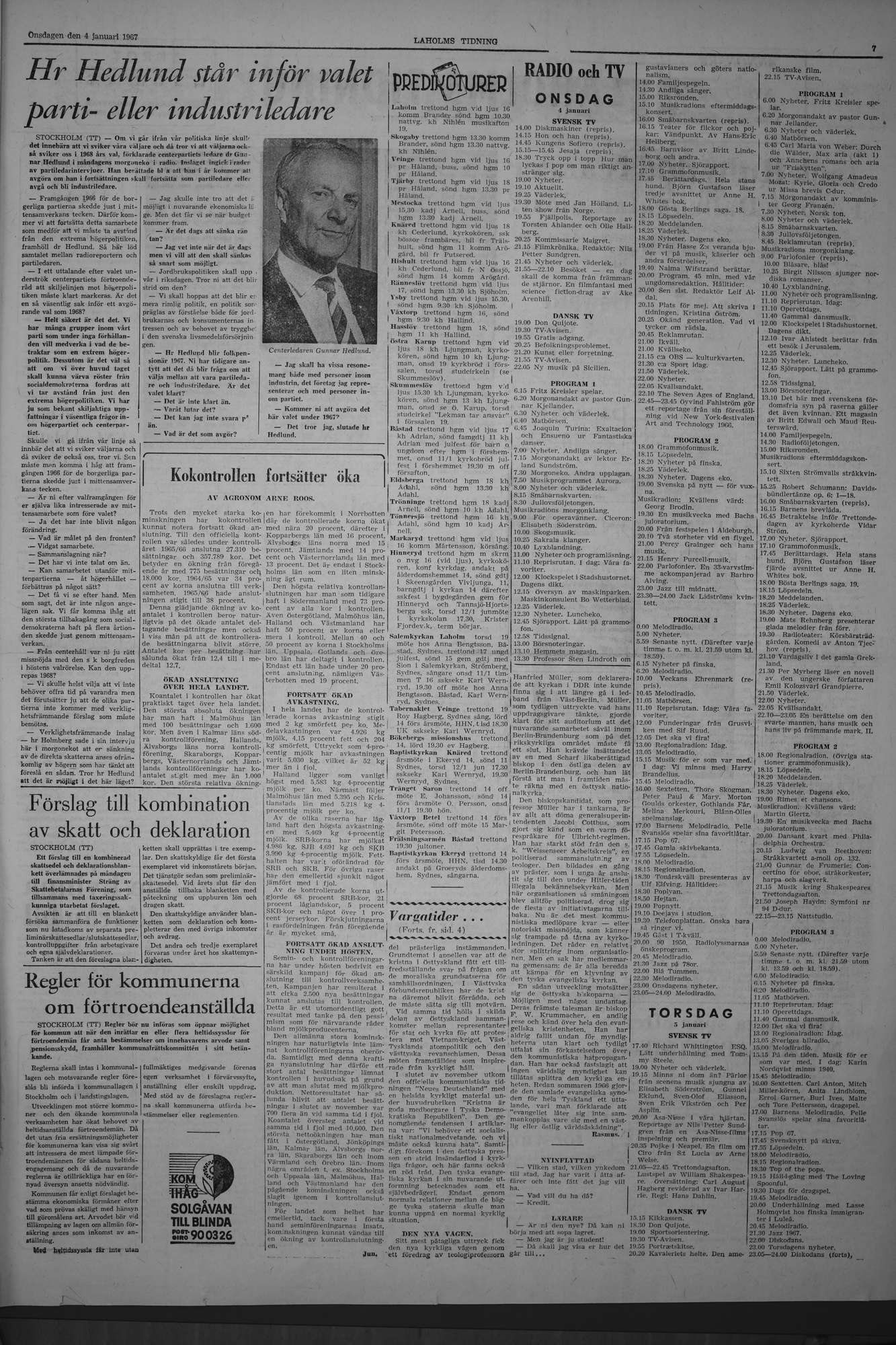 Laholms Tidning Onsdag 4 januari 1967, sida 7