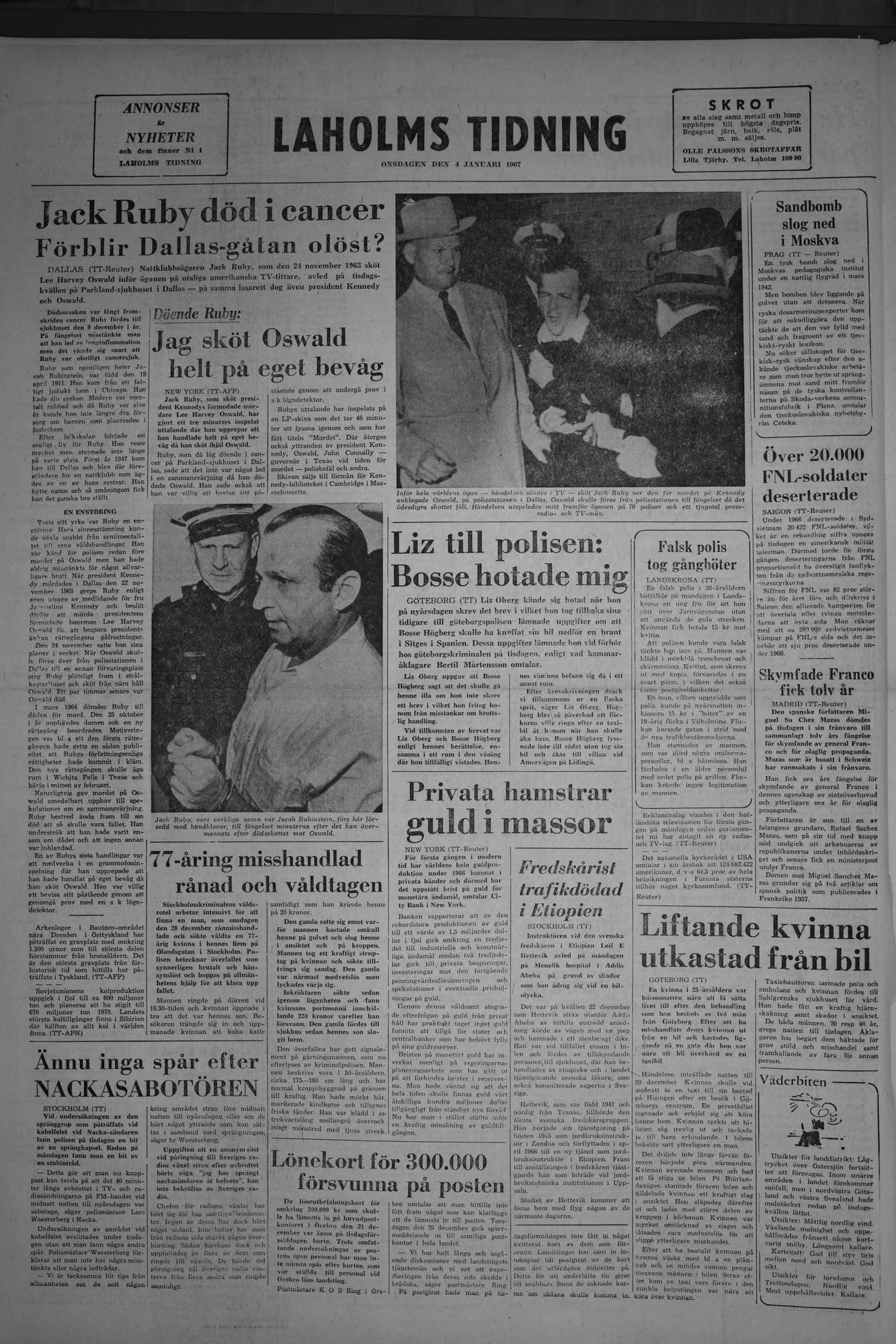 Laholms Tidning Onsdag 4 januari 1967, sida 8