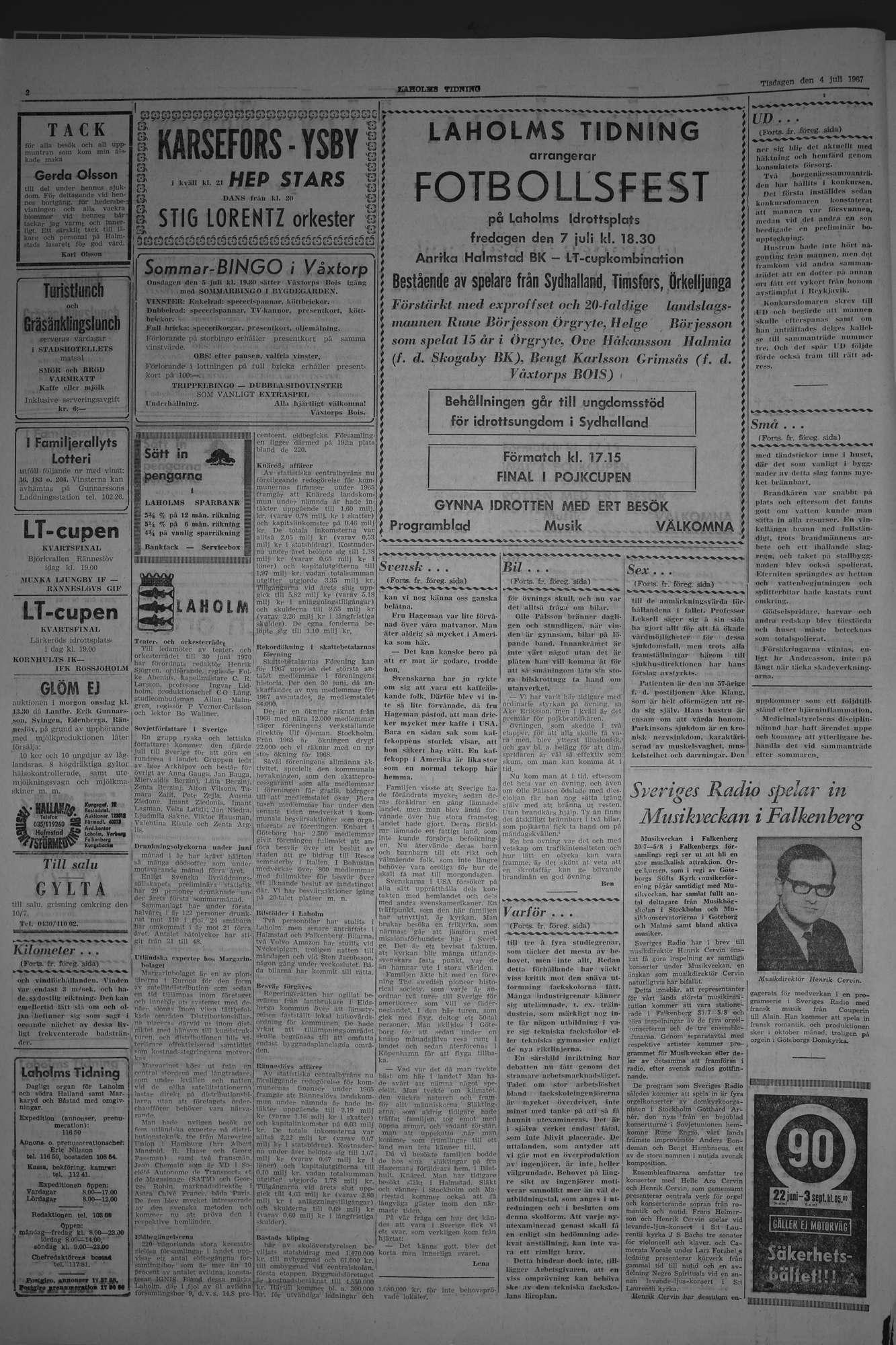 Laholms Tidning Tisdag 4 juli 1967, sida 2