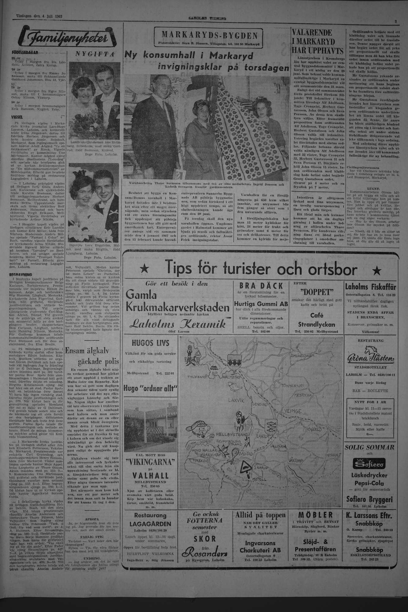 Laholms Tidning Tisdag 4 juli 1967, sida 3