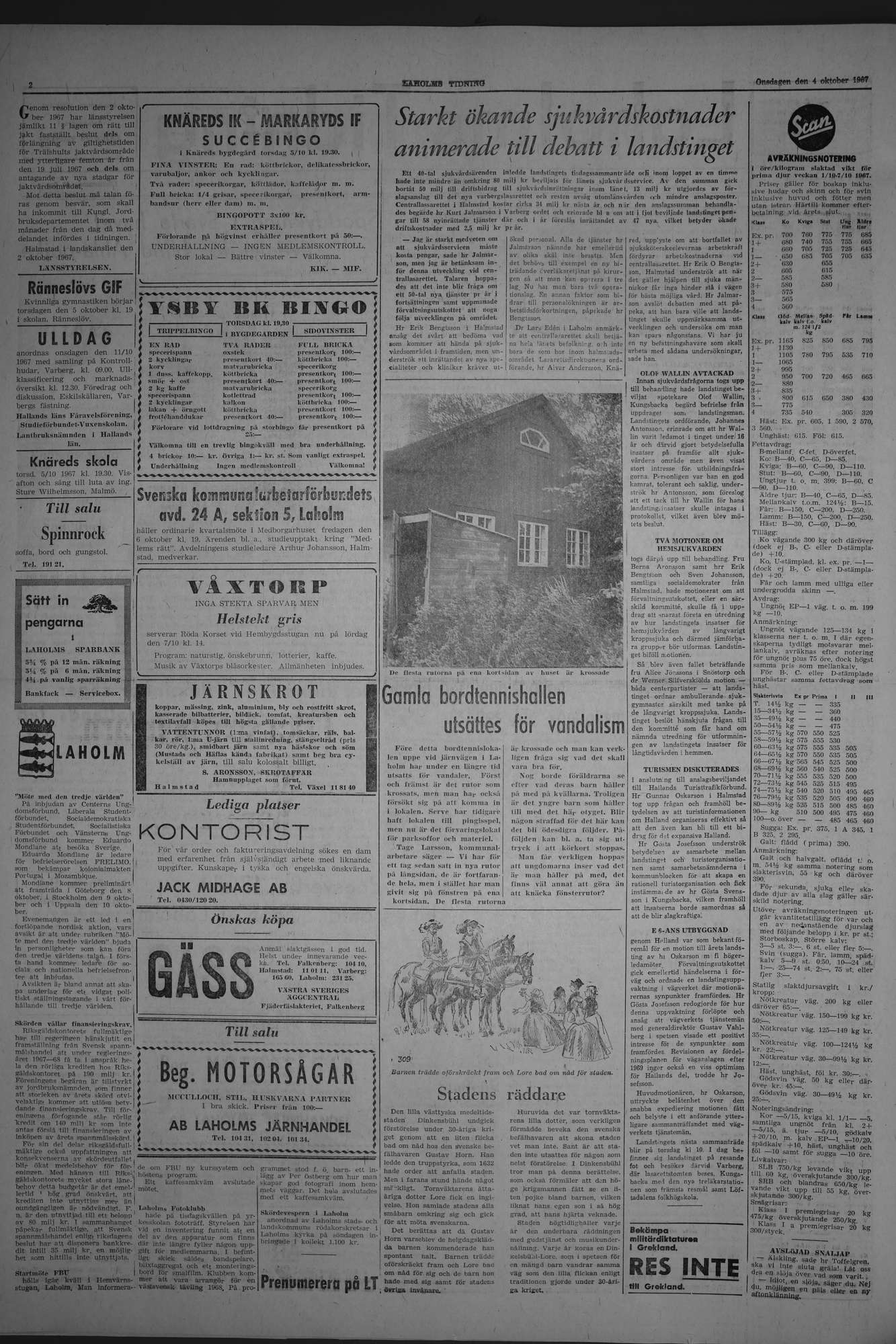 Laholms Tidning Onsdag 4 oktober 1967, sida 2