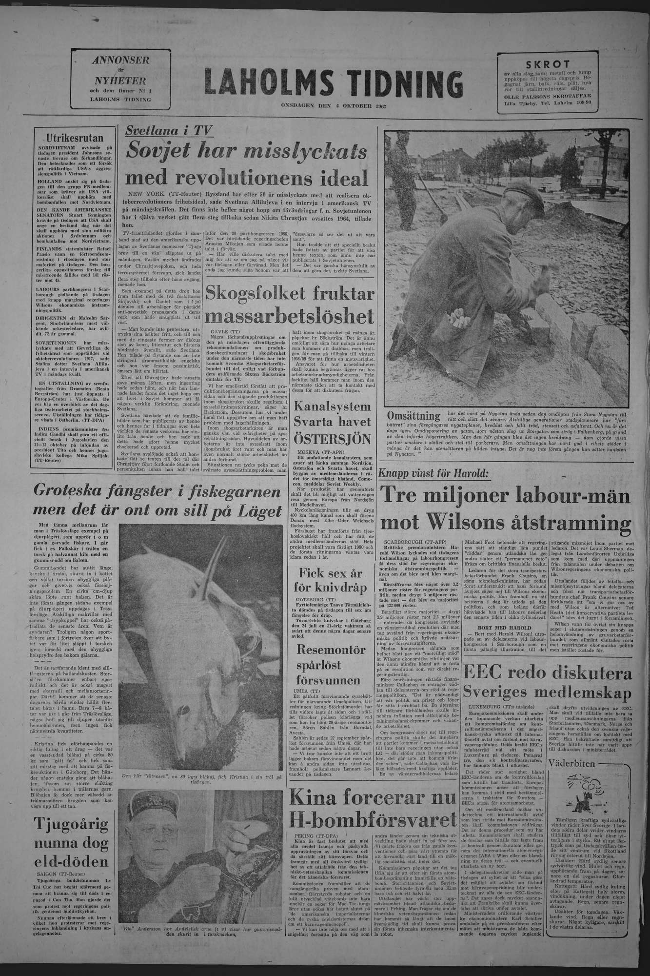 Laholms Tidning Onsdag 4 oktober 1967, sida 8