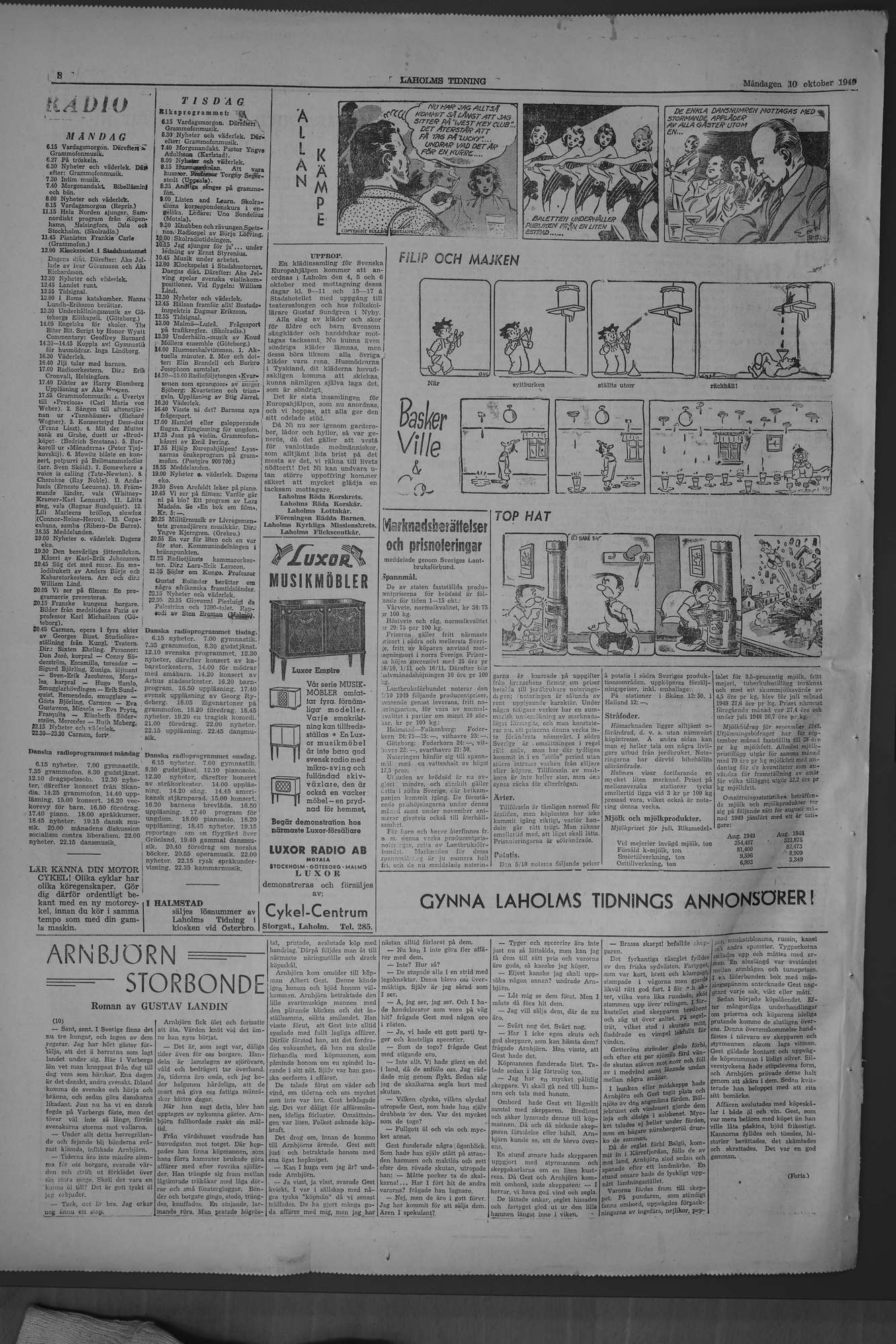 Laholms Tidning Måndag 10 oktober 1949, sida 8