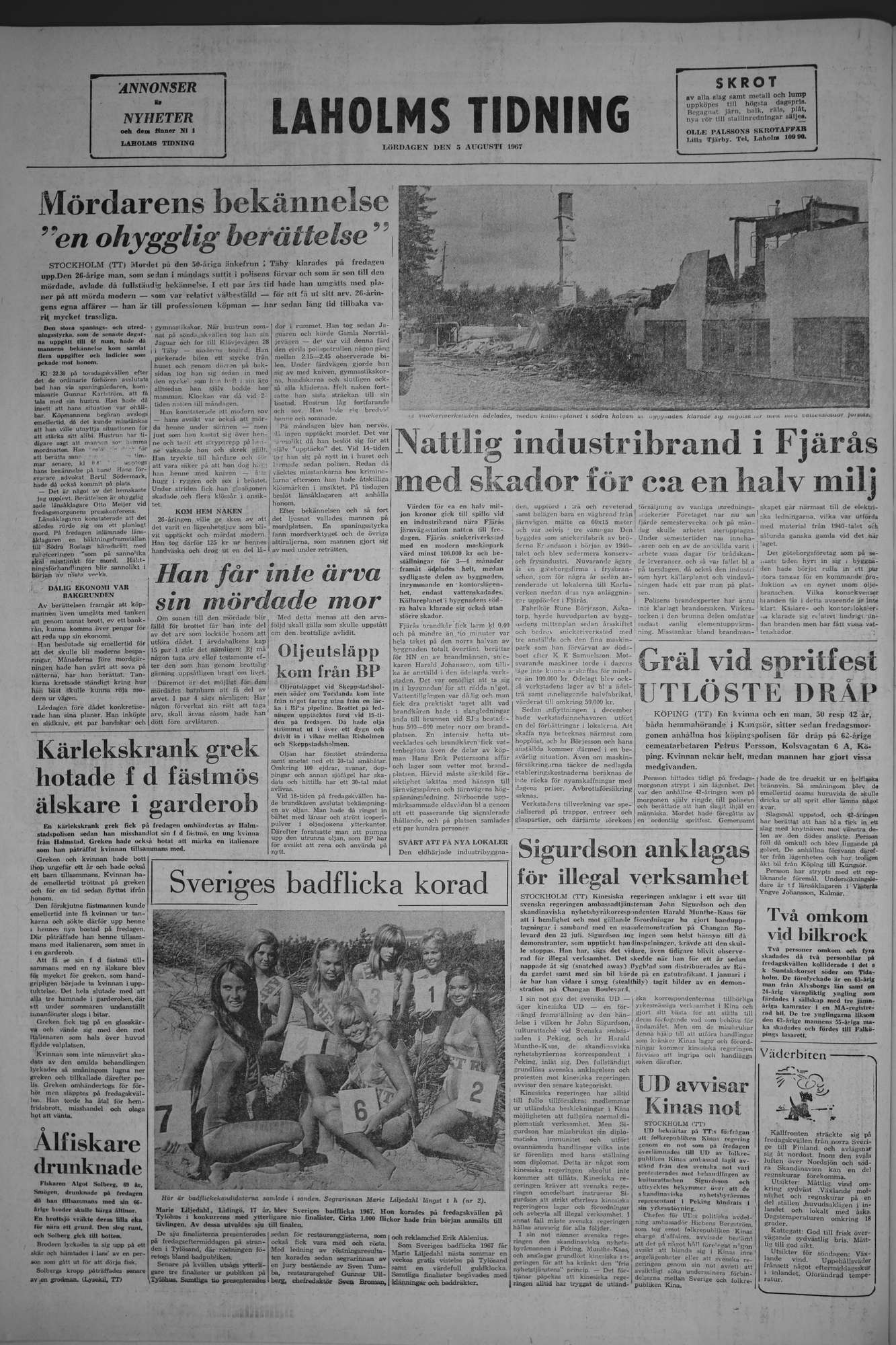 Laholms Tidning Lördag 5 augusti 1967, sida 8