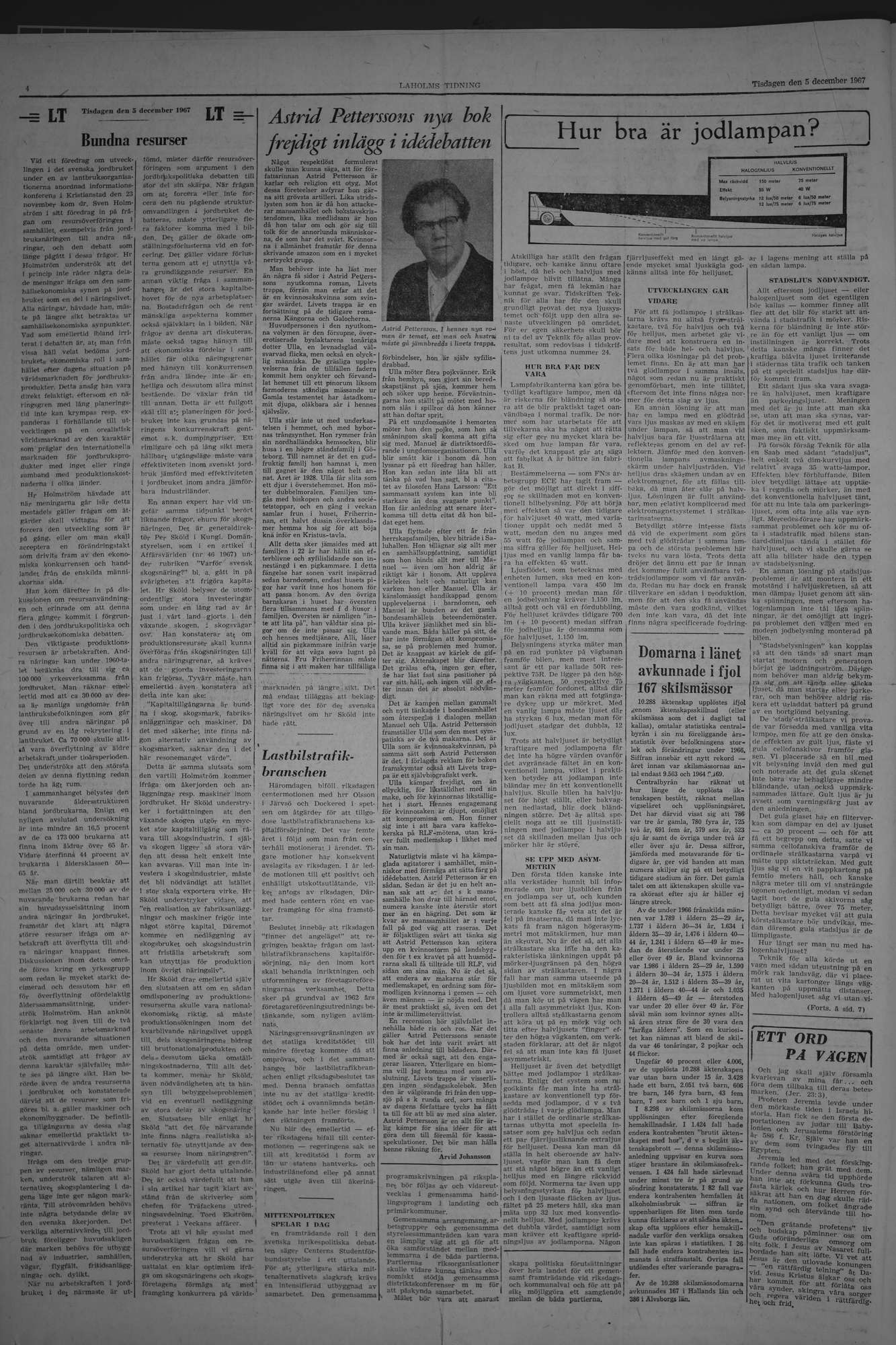 Laholms Tidning Tisdag 5 december 1967, sida 4