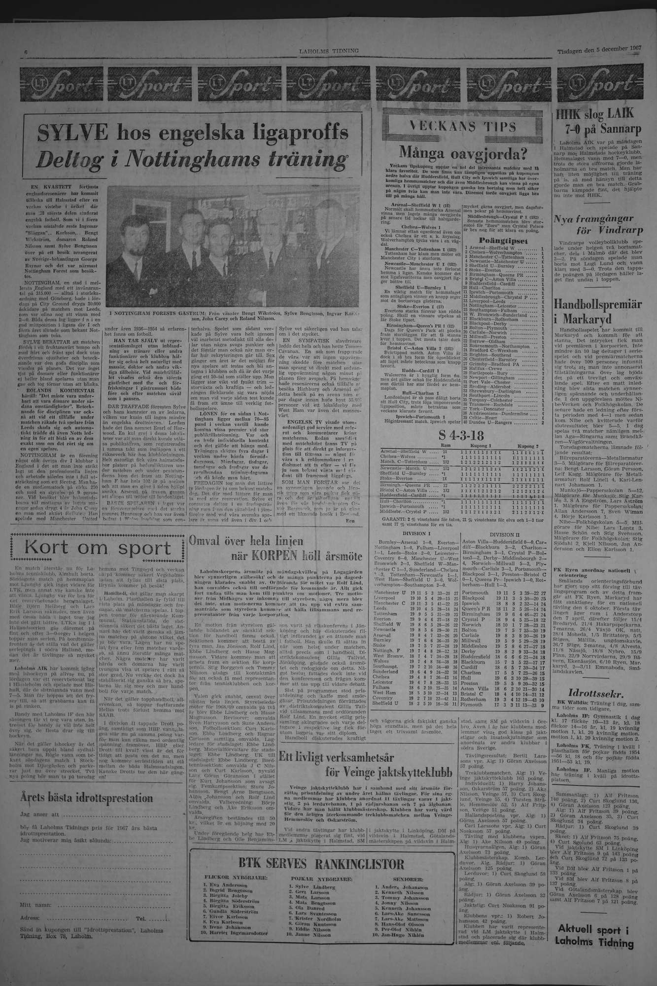 Laholms Tidning Tisdag 5 december 1967, sida 6