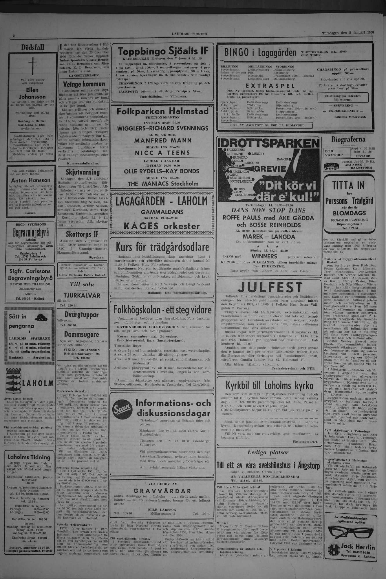 Laholms Tidning Torsdag 5 januari 1967, sida 2