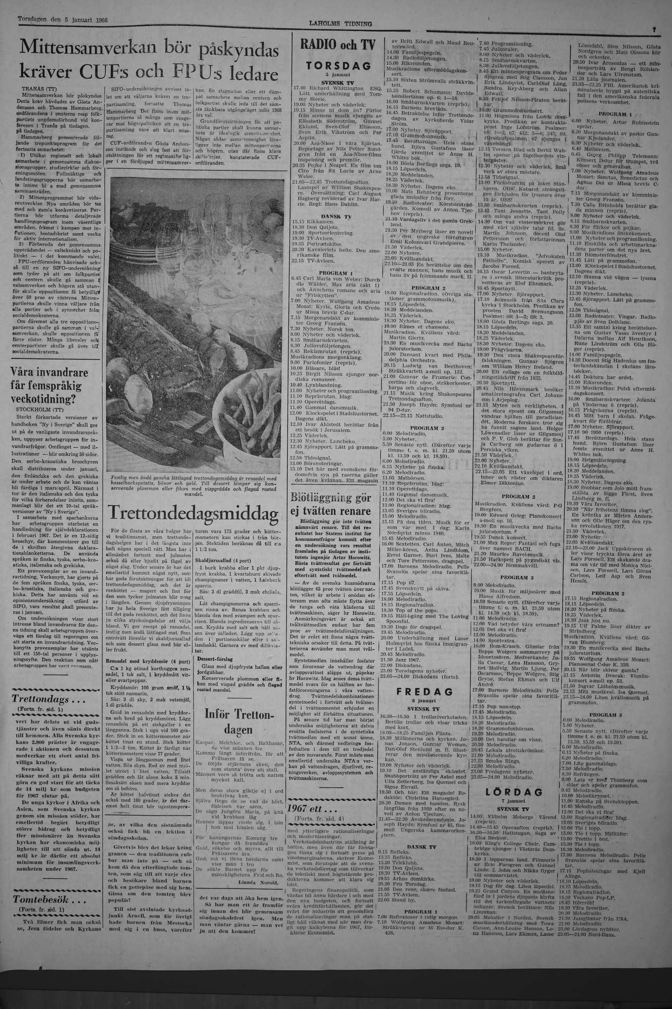Laholms Tidning Torsdag 5 januari 1967, sida 7