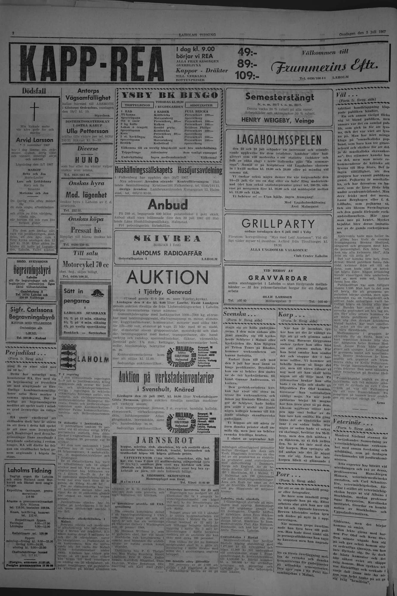 Laholms Tidning Onsdag 5 juli 1967, sida 2