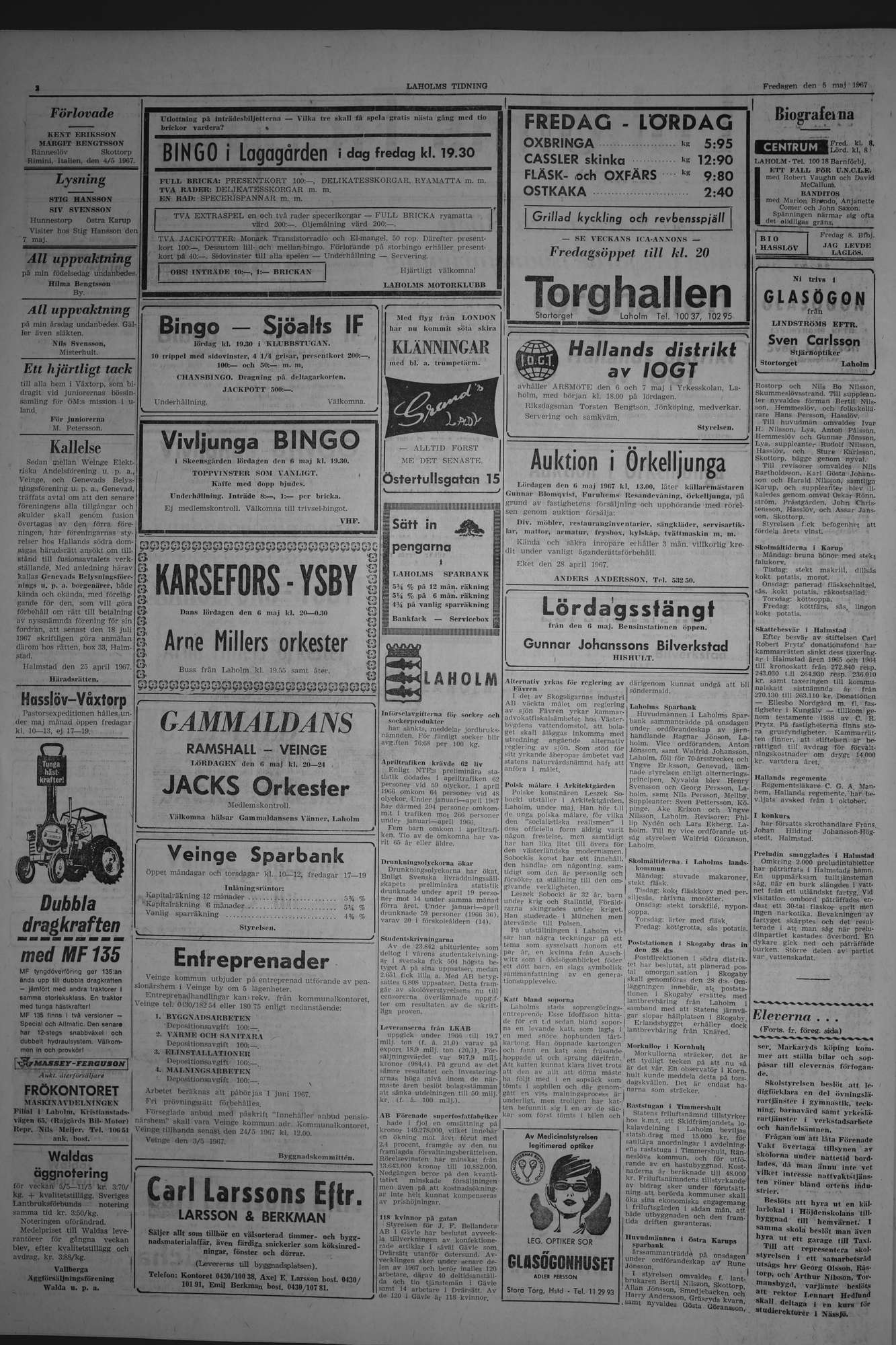 Laholms Tidning Fredag 5 maj 1967, sida 2