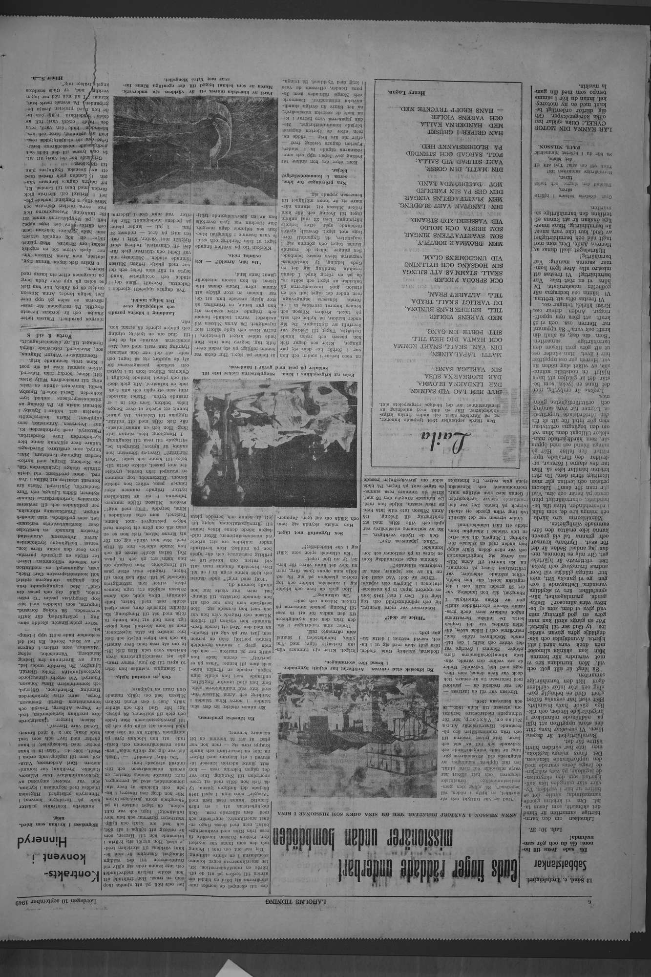 Laholms Tidning Lördag 10 september 1949, sida 6