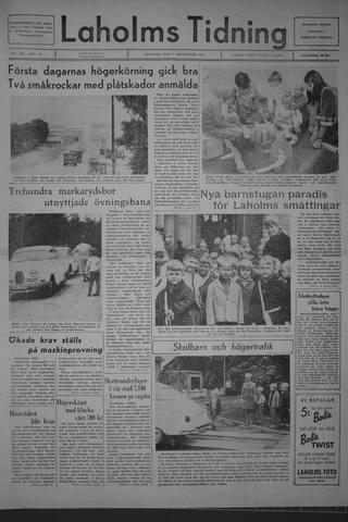Förstasidan, Tisdag 5 september 1967