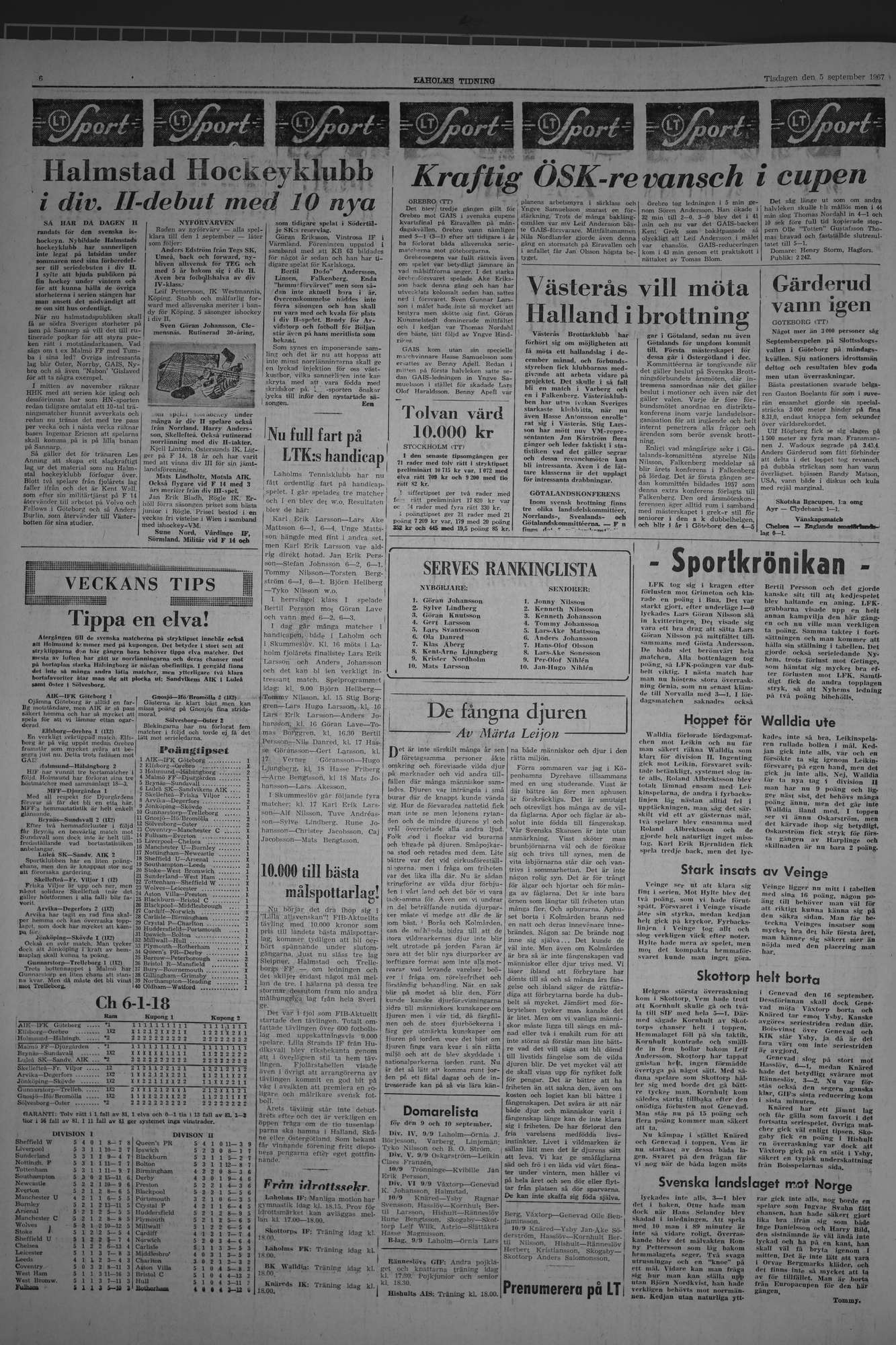 Laholms Tidning Tisdag 5 september 1967, sida 6