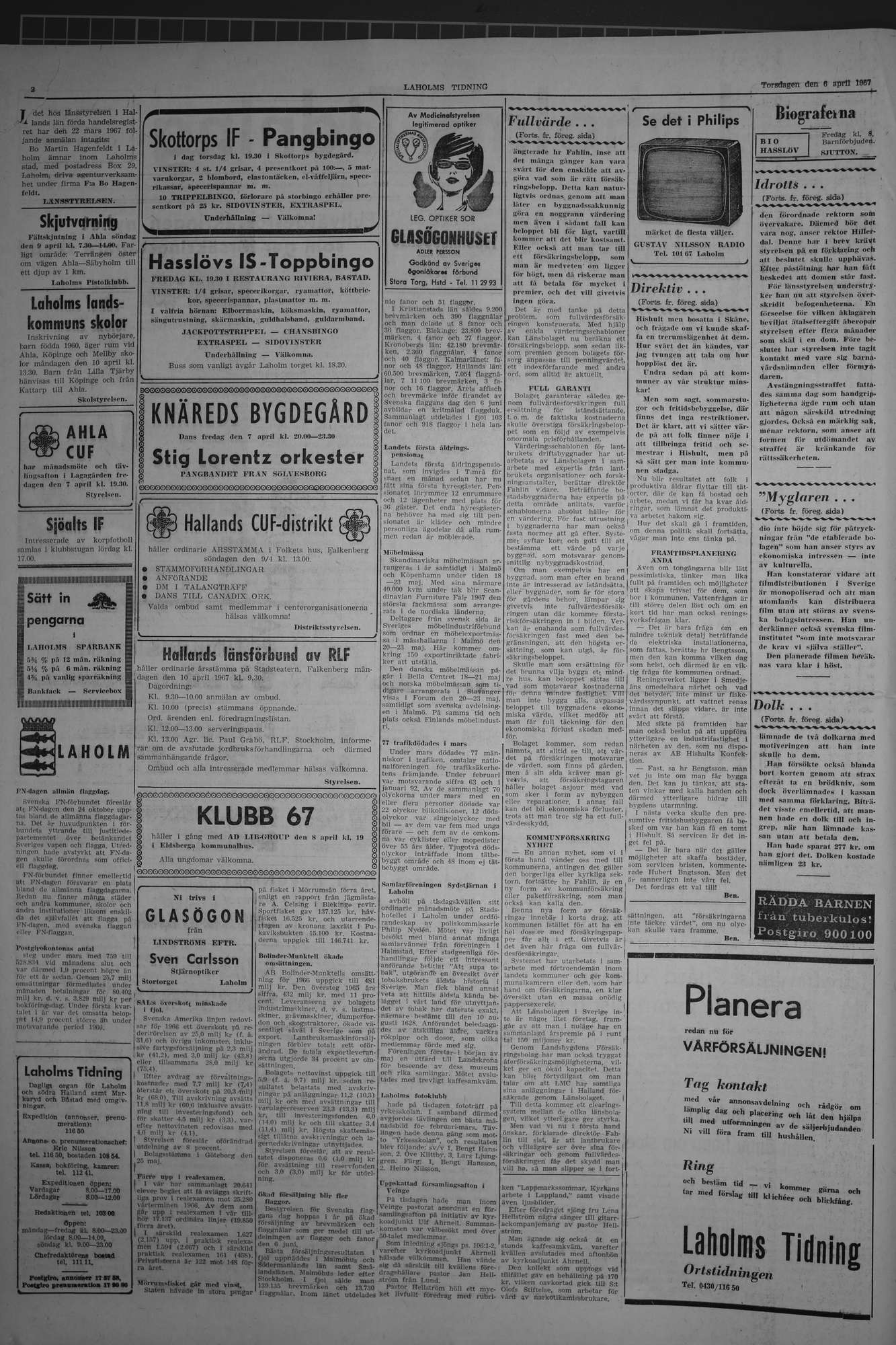 Laholms Tidning Torsdag 6 april 1967, sida 2