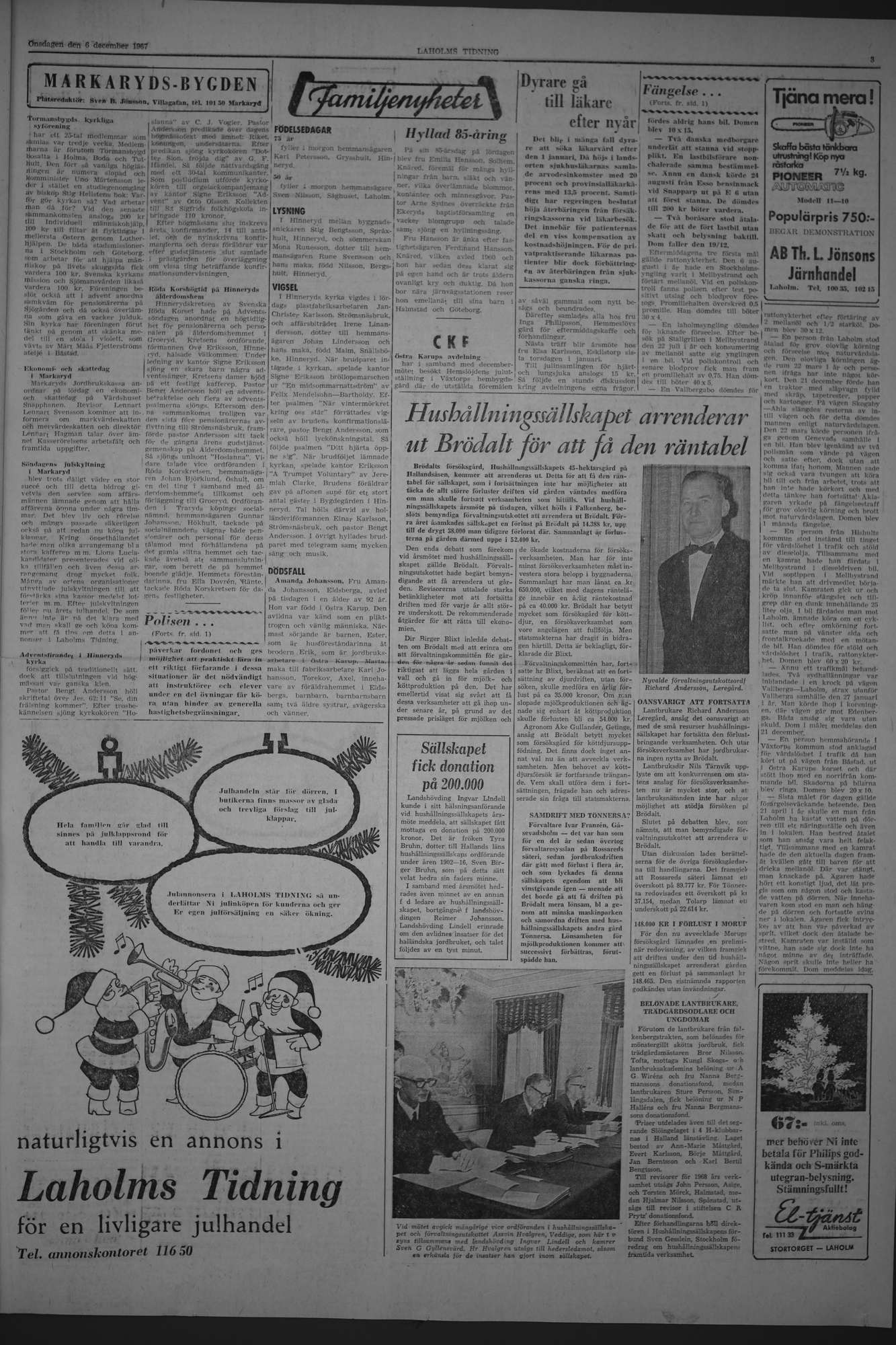 Laholms Tidning Onsdag 6 december 1967, sida 3