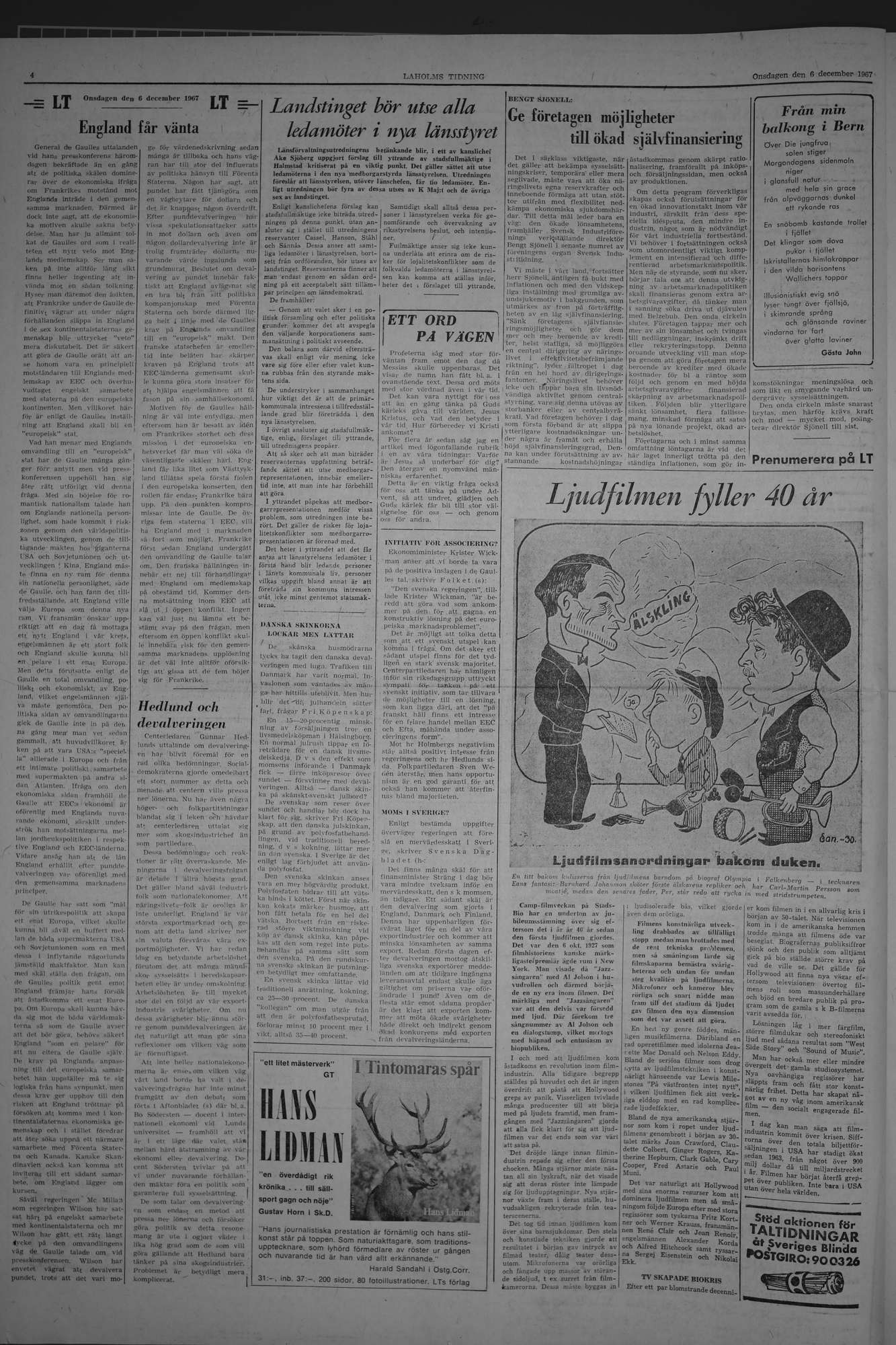 Laholms Tidning Onsdag 6 december 1967, sida 4