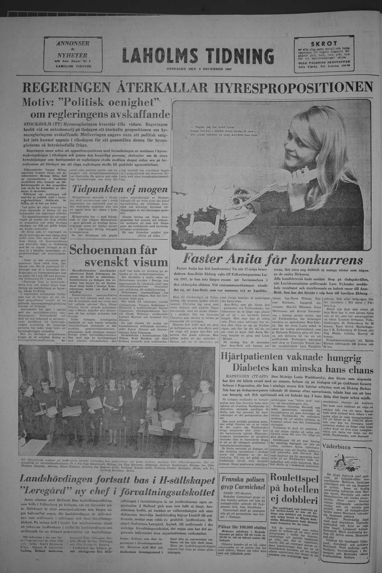Laholms Tidning Onsdag 6 december 1967, sida 8