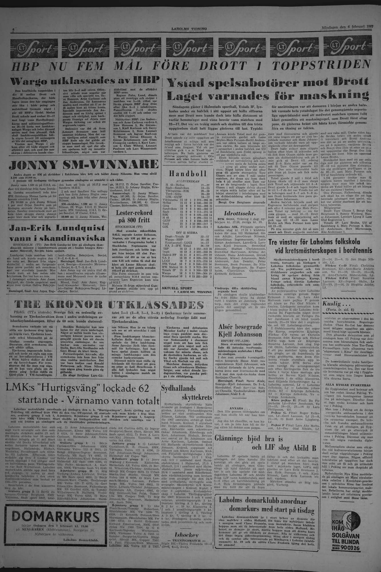 Laholms Tidning Måndag 6 februari 1967, sida 6