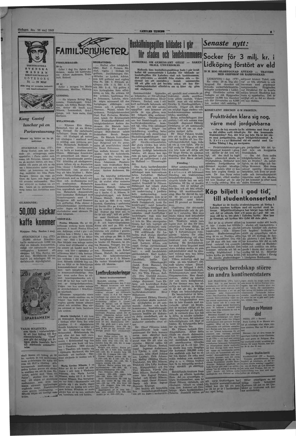 Laholms Tidning Tisdag 10 maj 1949, sida 3