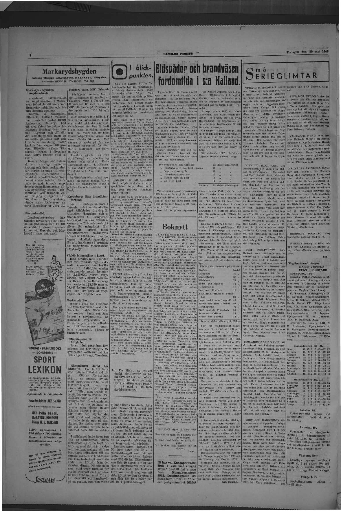 Laholms Tidning Tisdag 10 maj 1949, sida 4