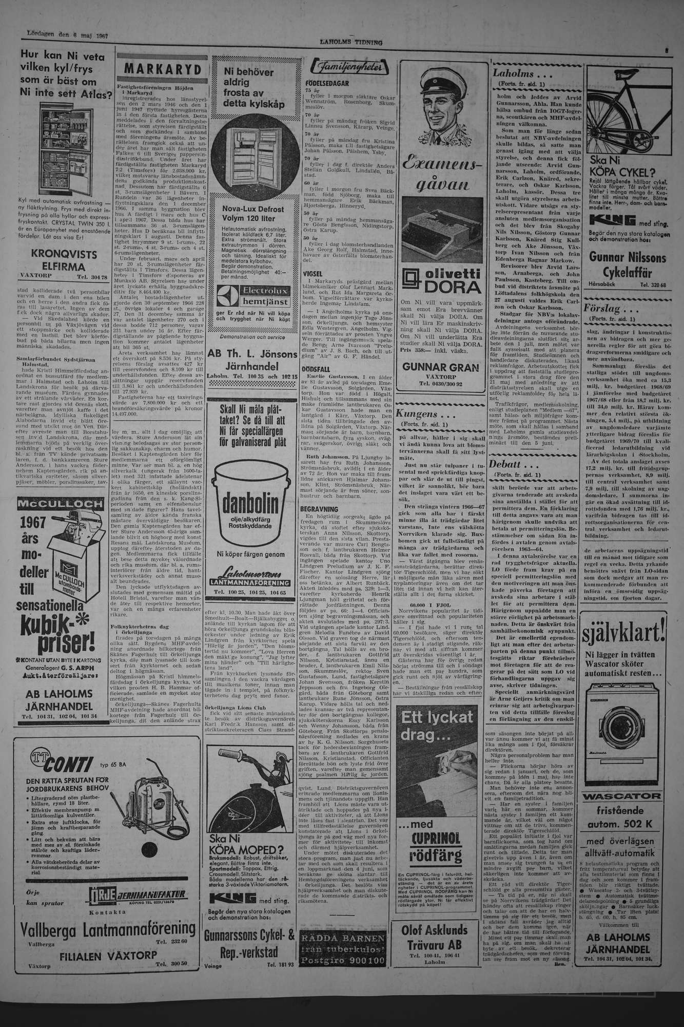 Laholms Tidning Lördag 6 maj 1967, sida 3