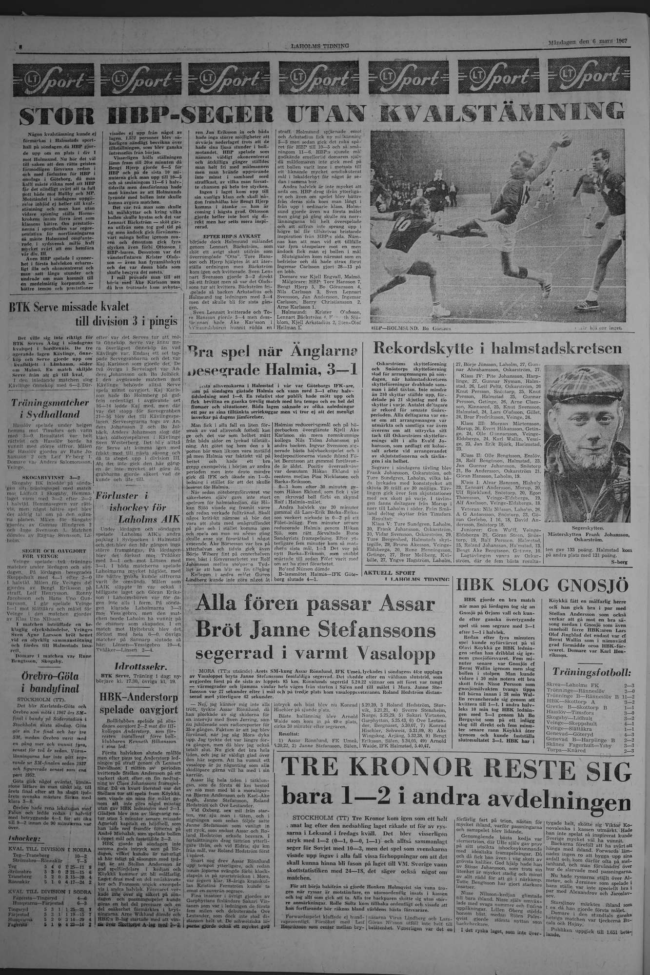 Laholms Tidning Måndag 6 mars 1967, sida 6