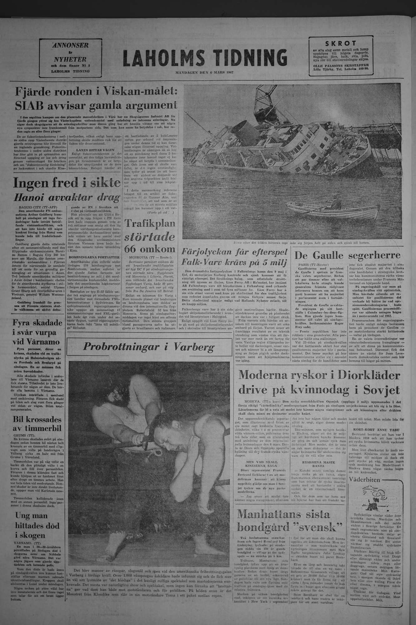 Laholms Tidning Måndag 6 mars 1967, sida 8