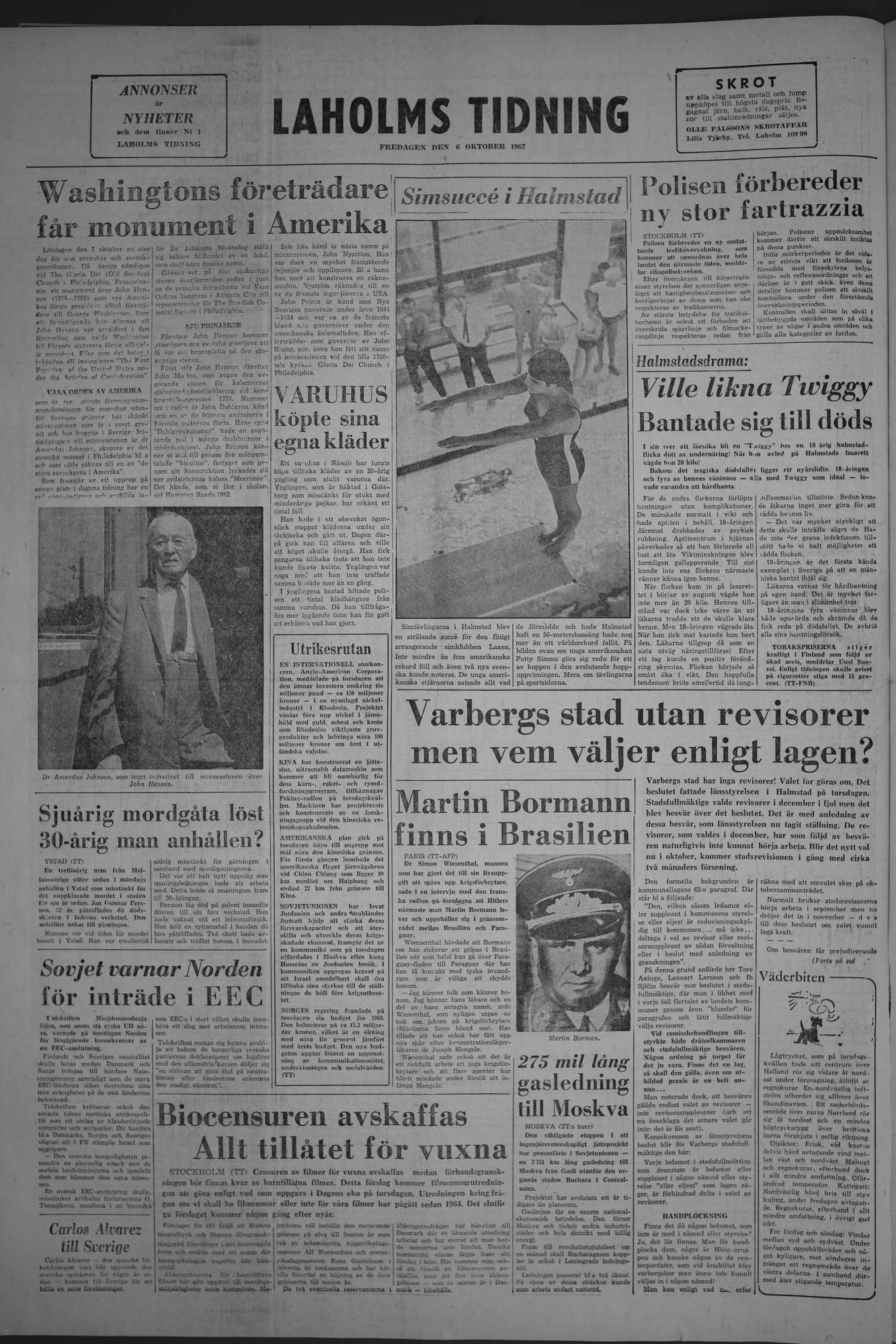 Laholms Tidning Fredag 6 oktober 1967, sida 8
