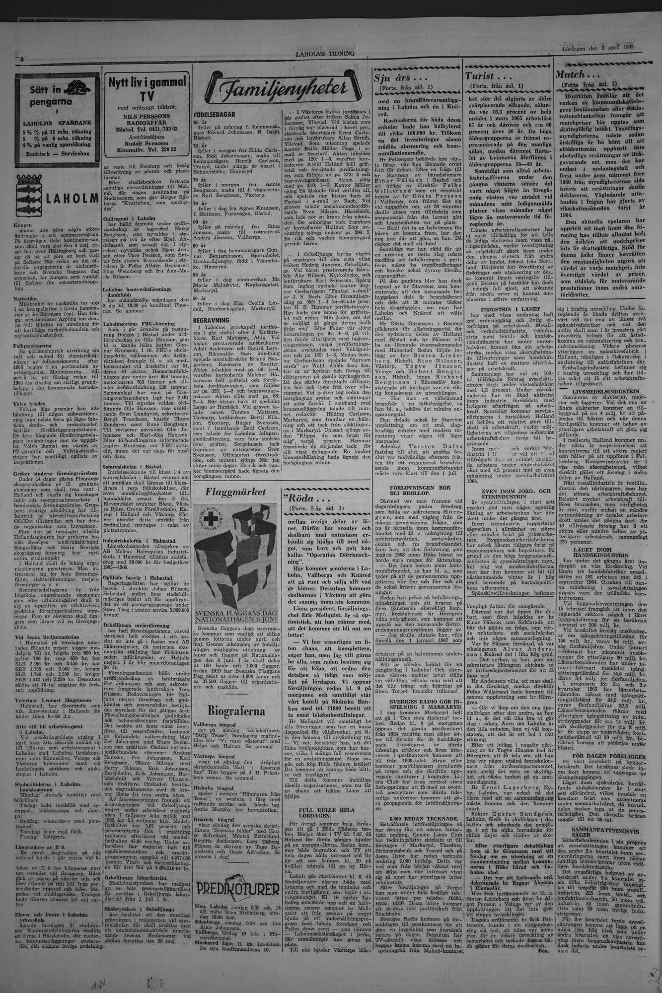 Laholms Tidning Lördag 3 april 1965, sida 6