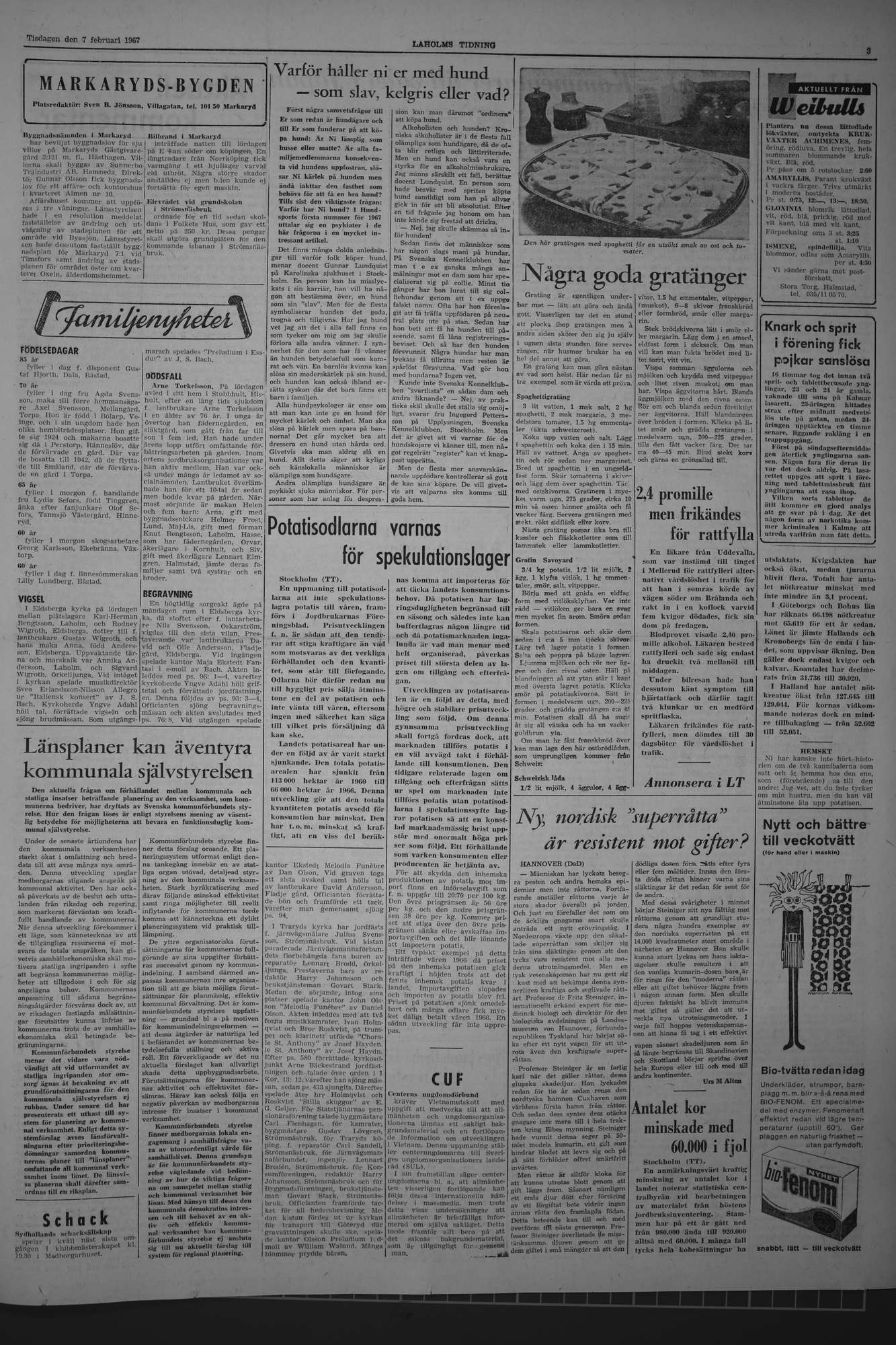 Laholms Tidning Tisdag 7 februari 1967, sida 3