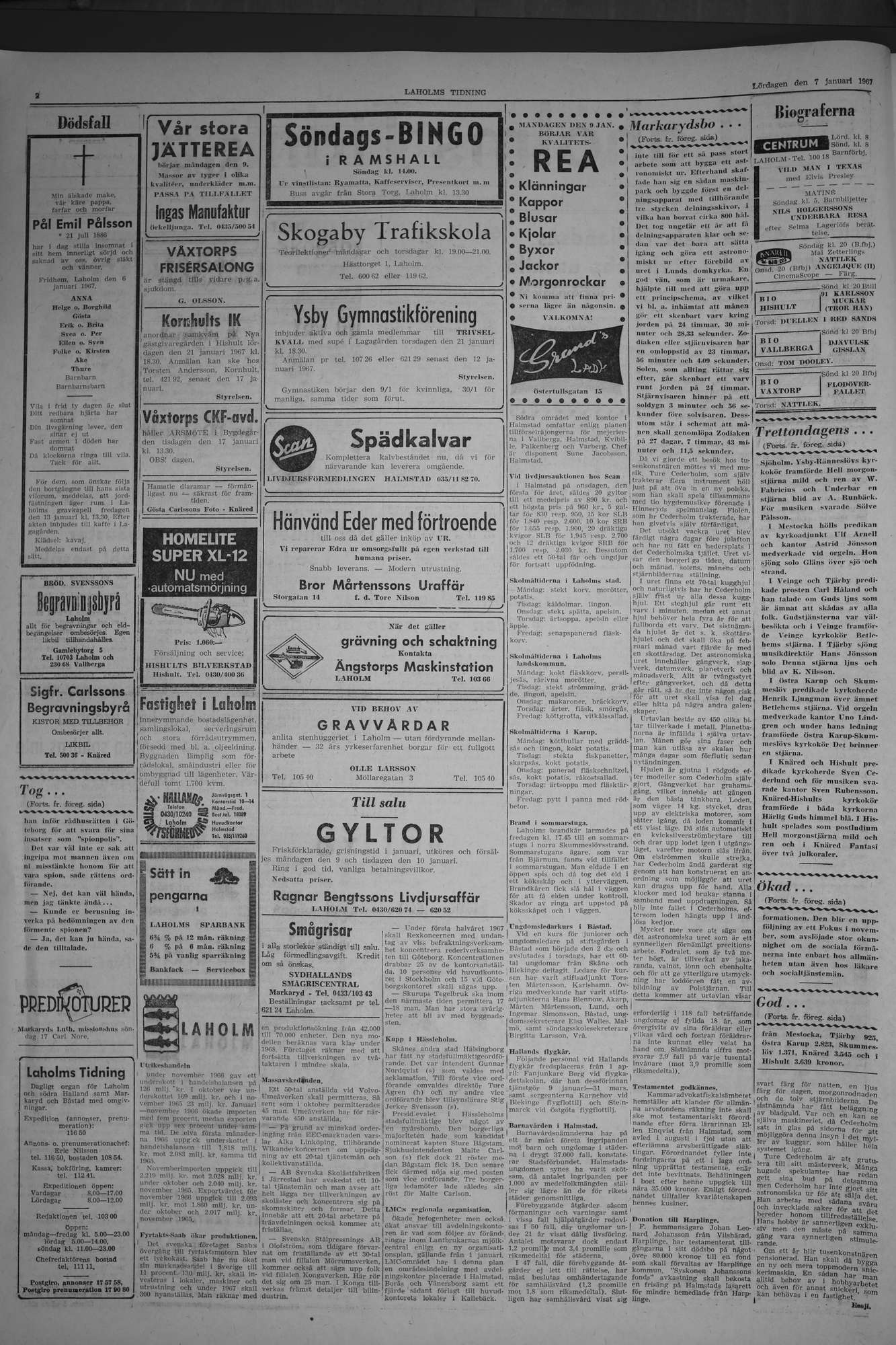 Laholms Tidning Lördag 7 januari 1967, sida 2
