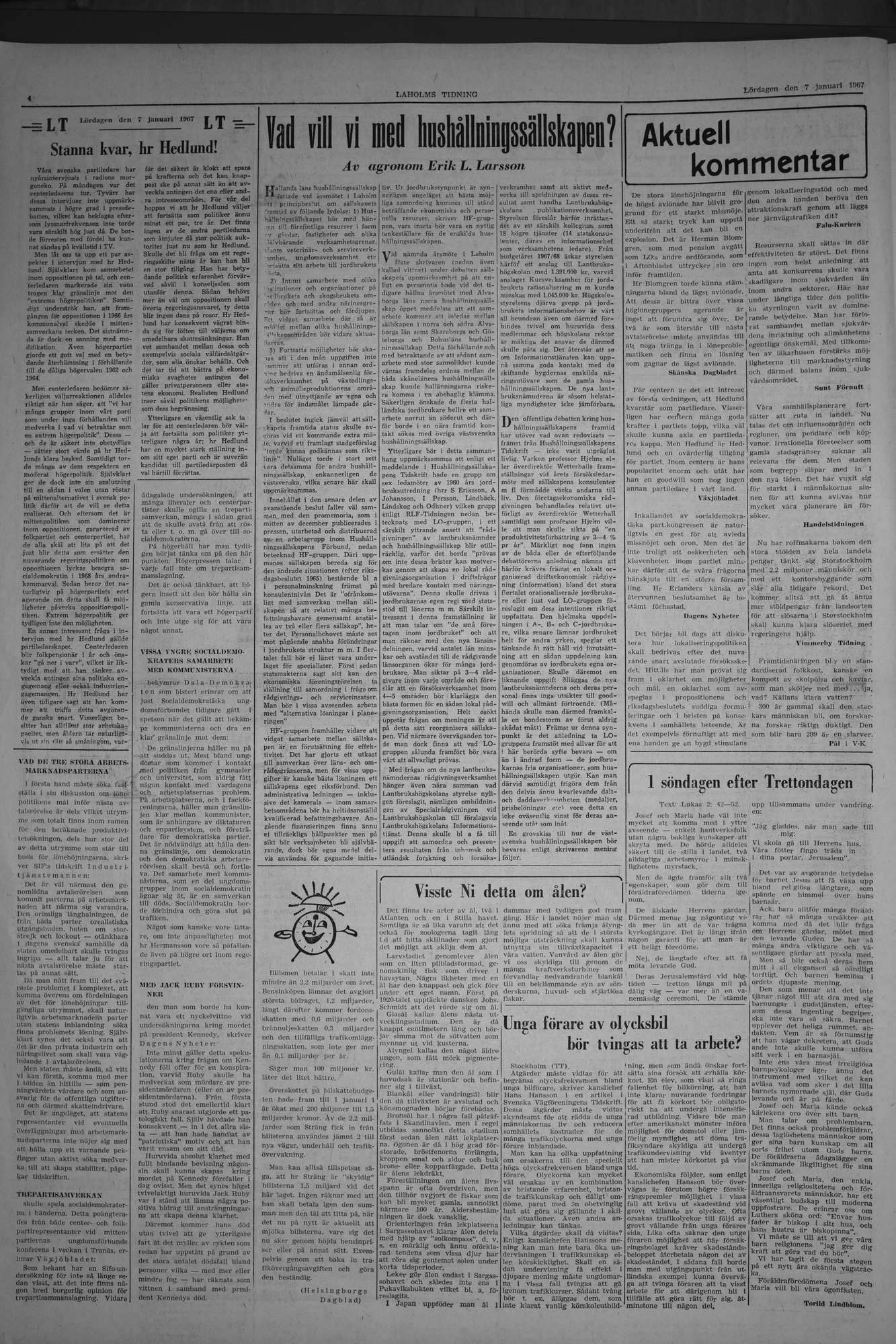 Laholms Tidning Lördag 7 januari 1967, sida 4