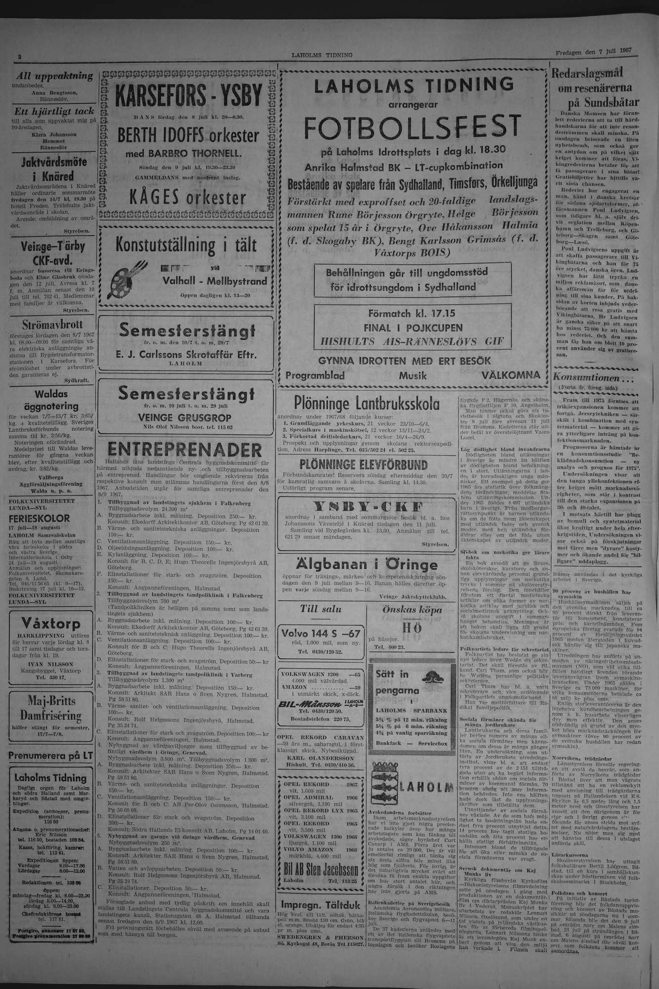 Laholms Tidning Fredag 7 juli 1967, sida 2