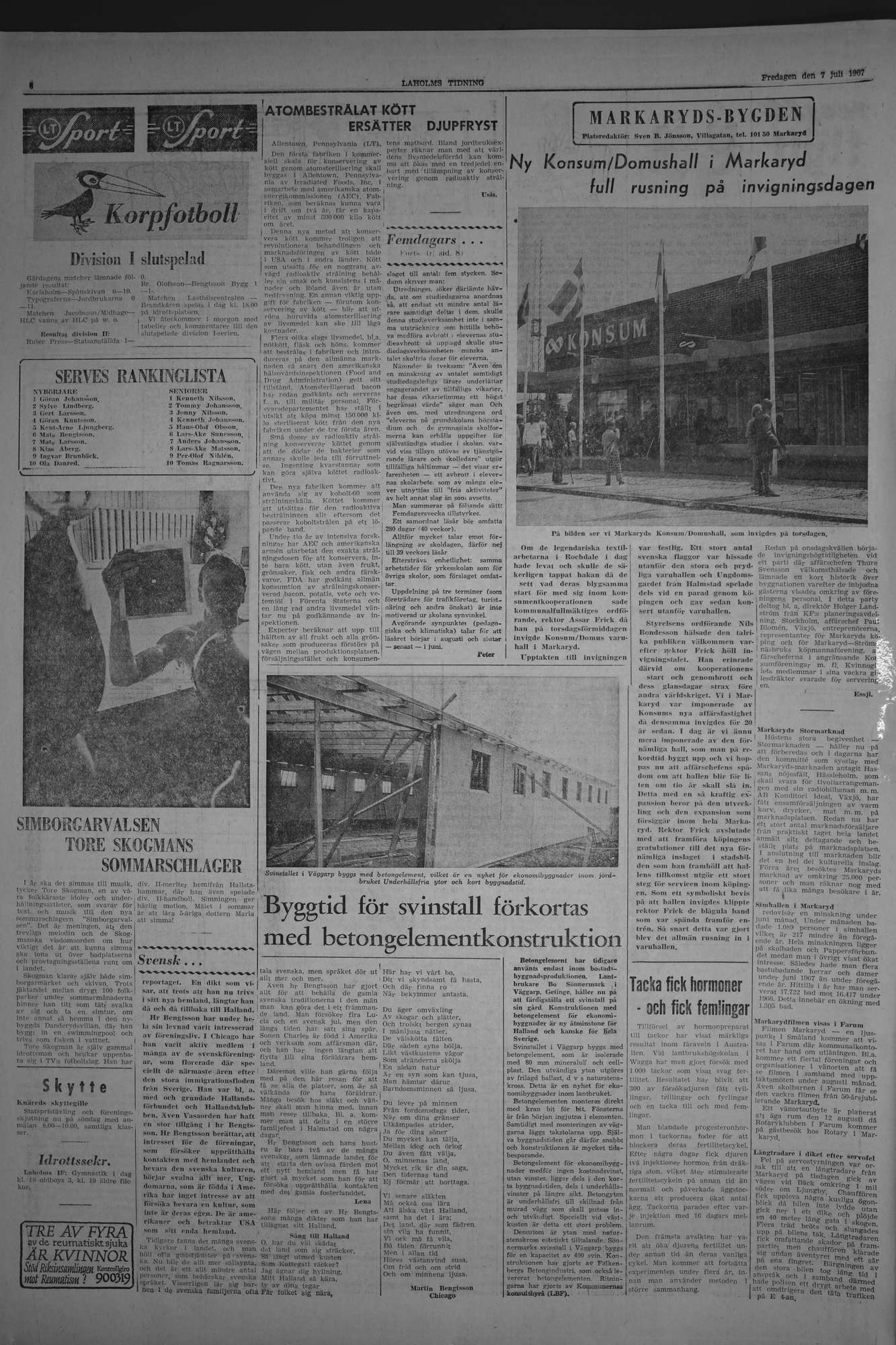 Laholms Tidning Fredag 7 juli 1967, sida 6