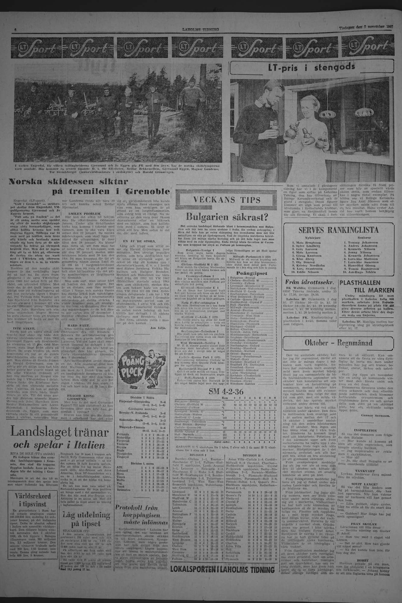 Laholms Tidning Tisdag 7 november 1967, sida 6
