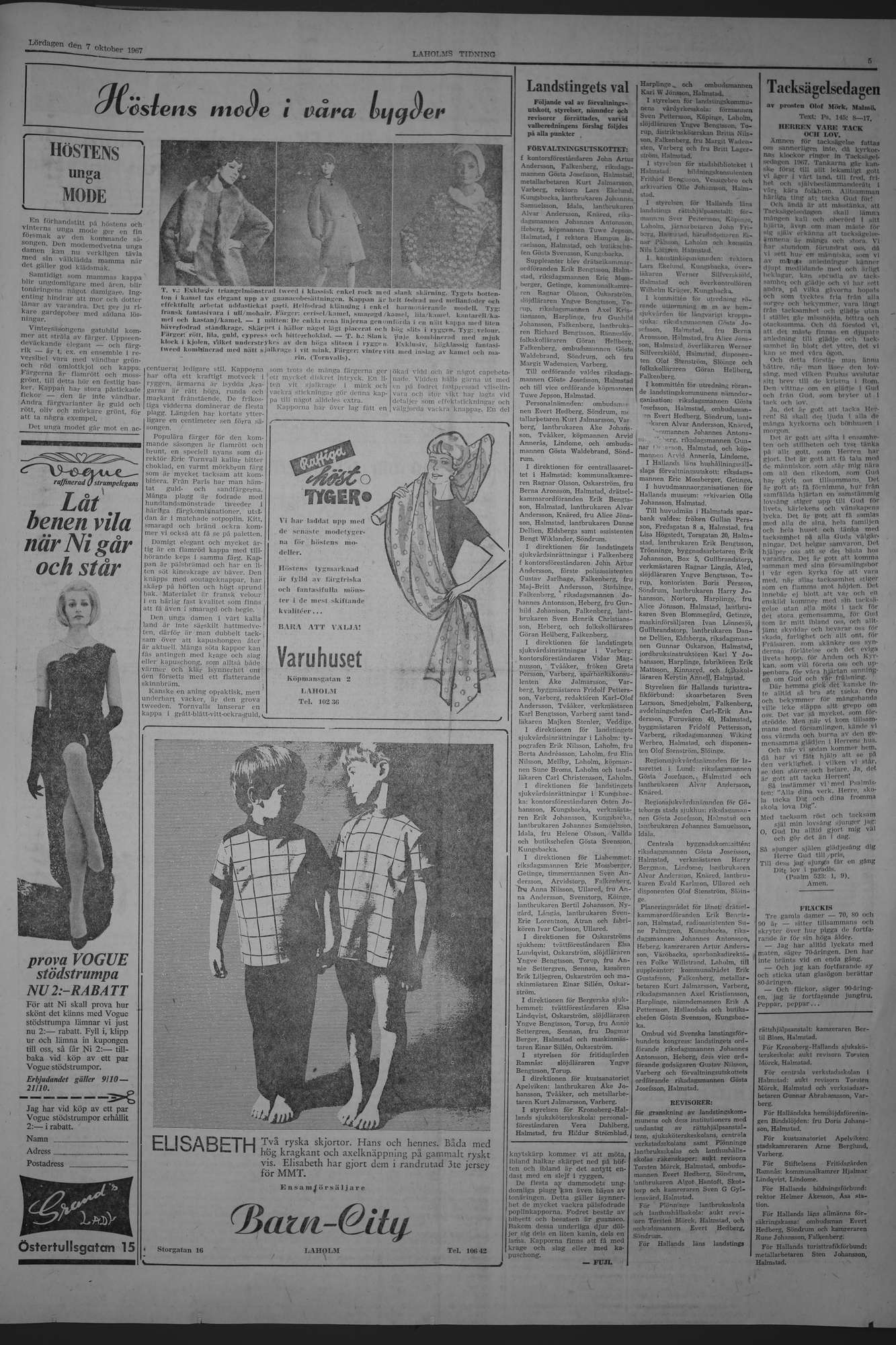 Laholms Tidning Lördag 7 oktober 1967, sida 5