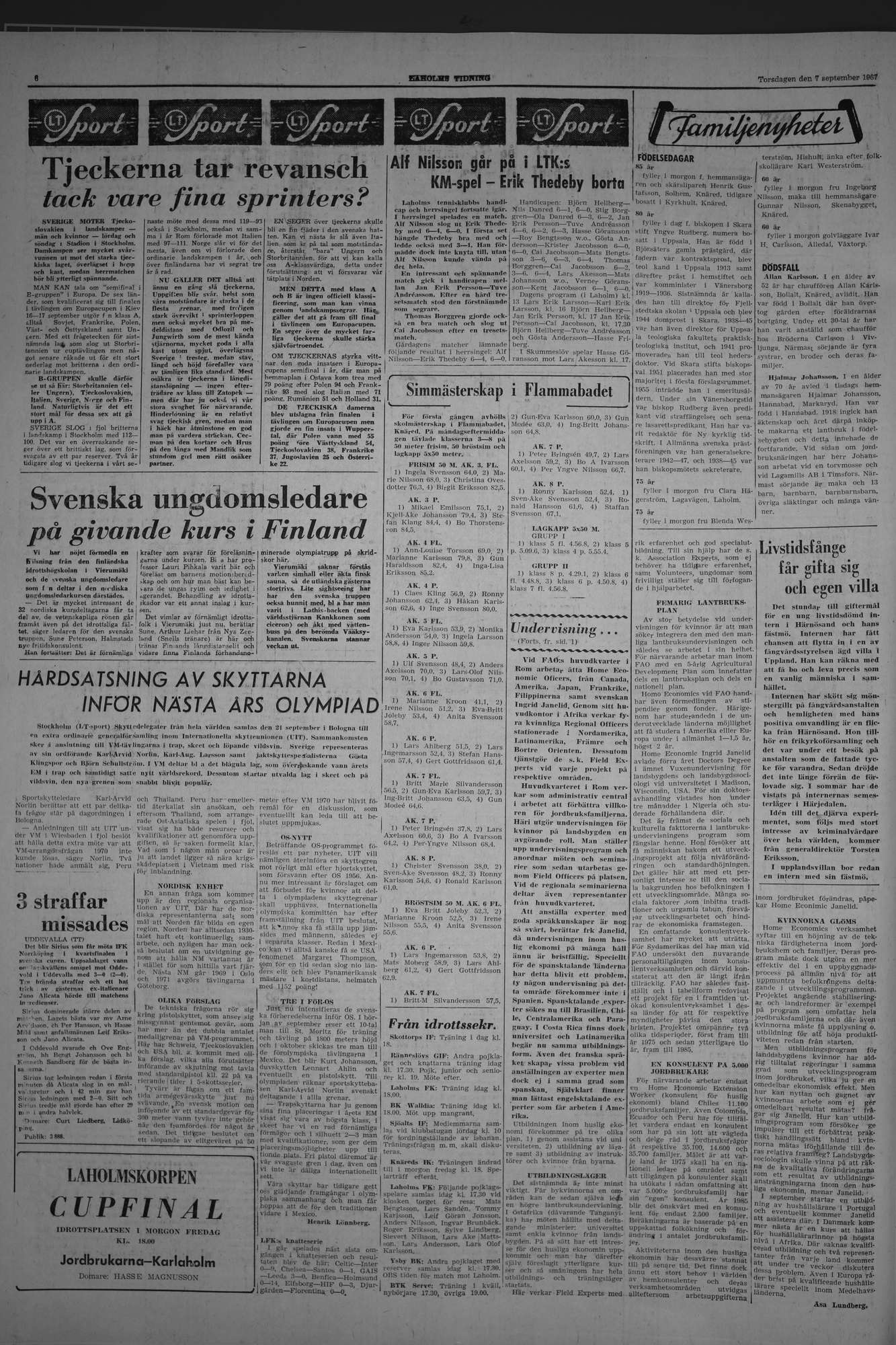 Laholms Tidning Torsdag 7 september 1967, sida 6