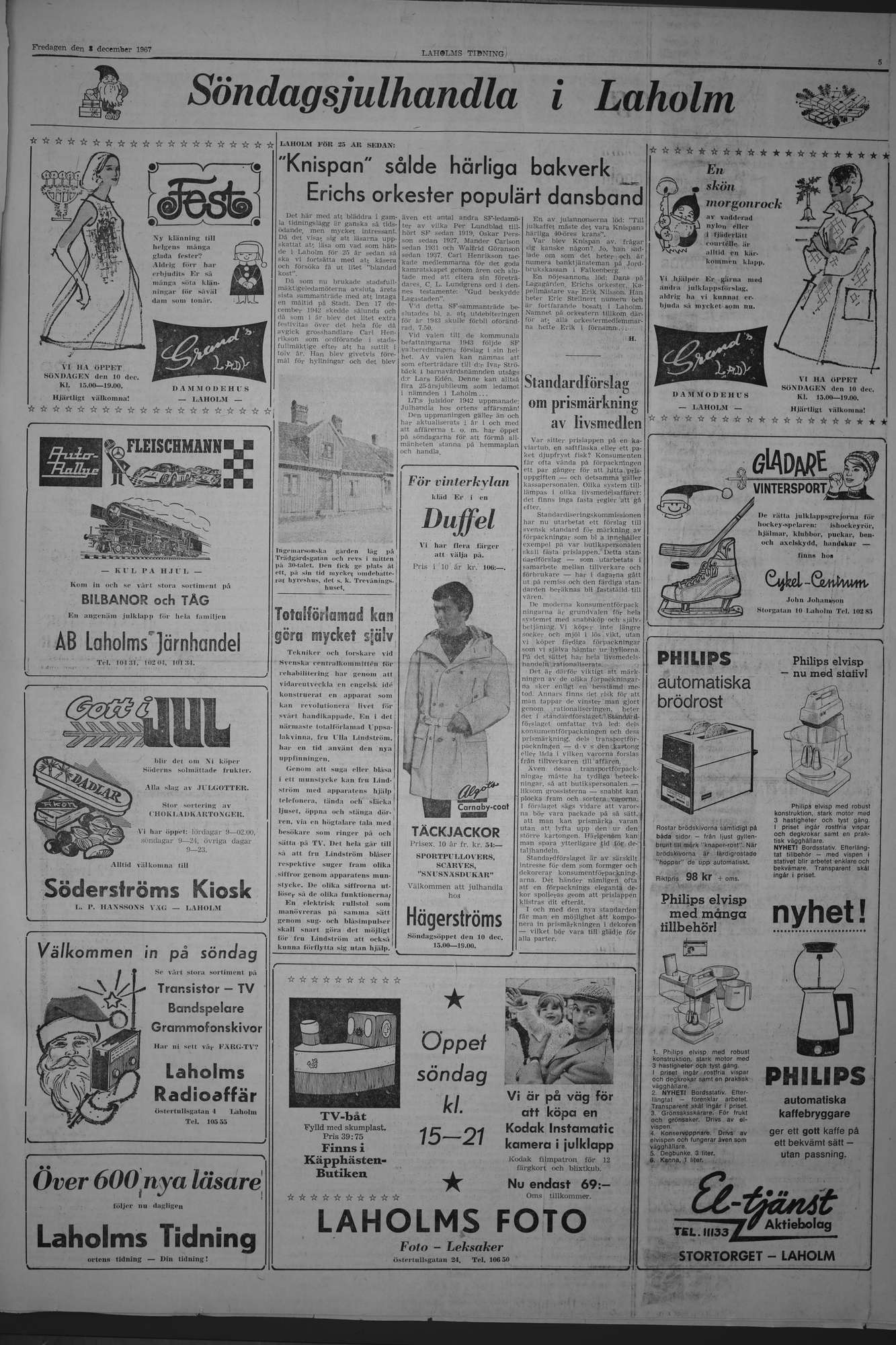 Laholms Tidning Fredag 8 december 1967, sida 5