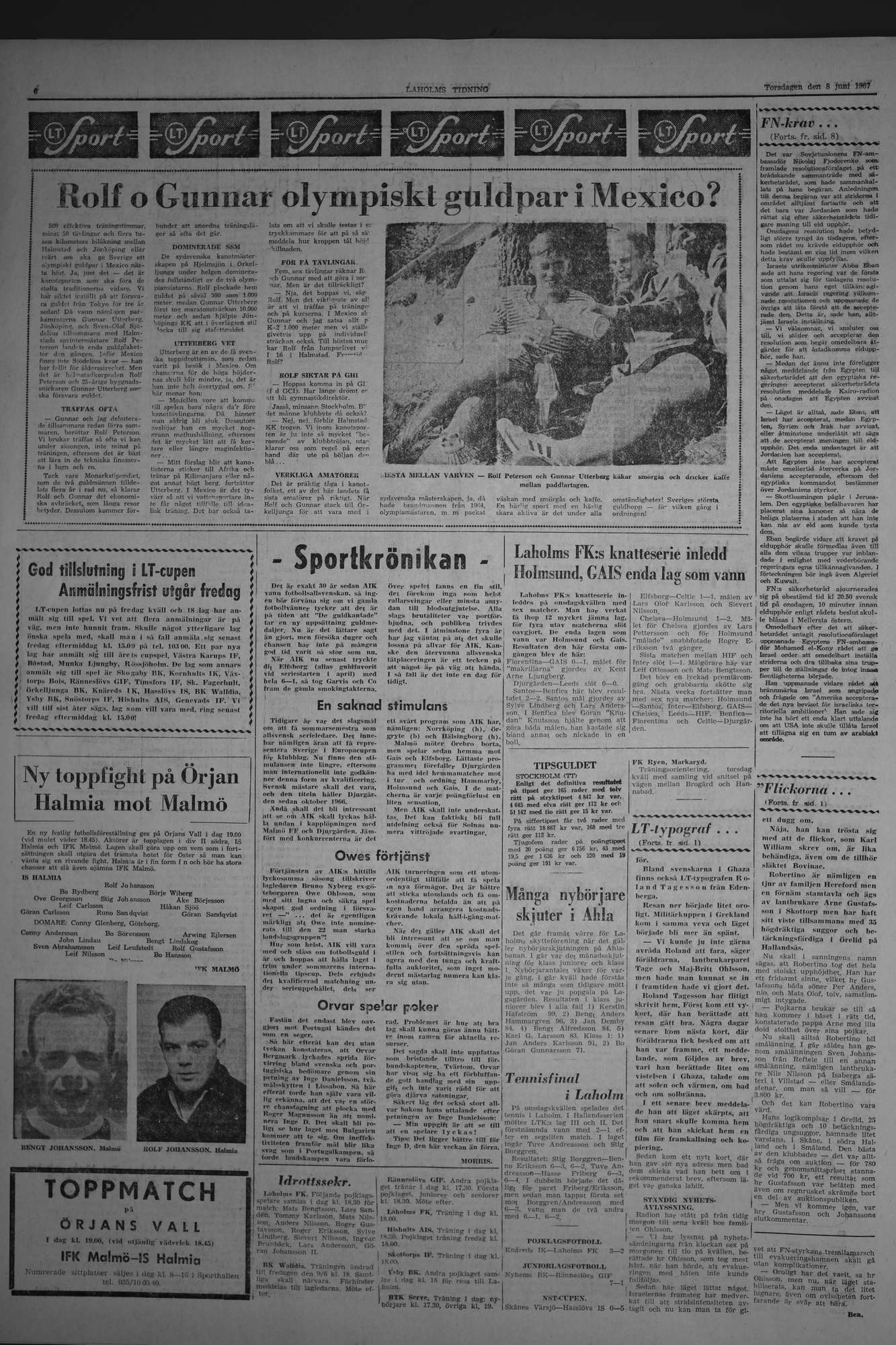 Laholms Tidning Torsdag 8 juni 1967, sida 6